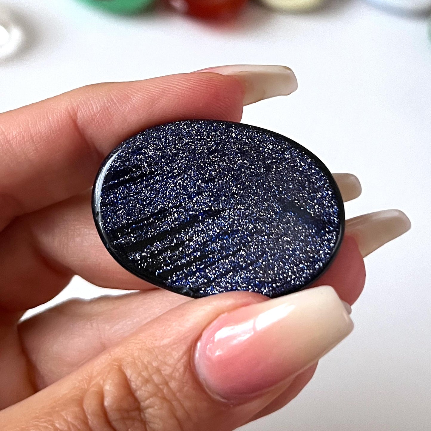 Blue Goldstone Worry Stone