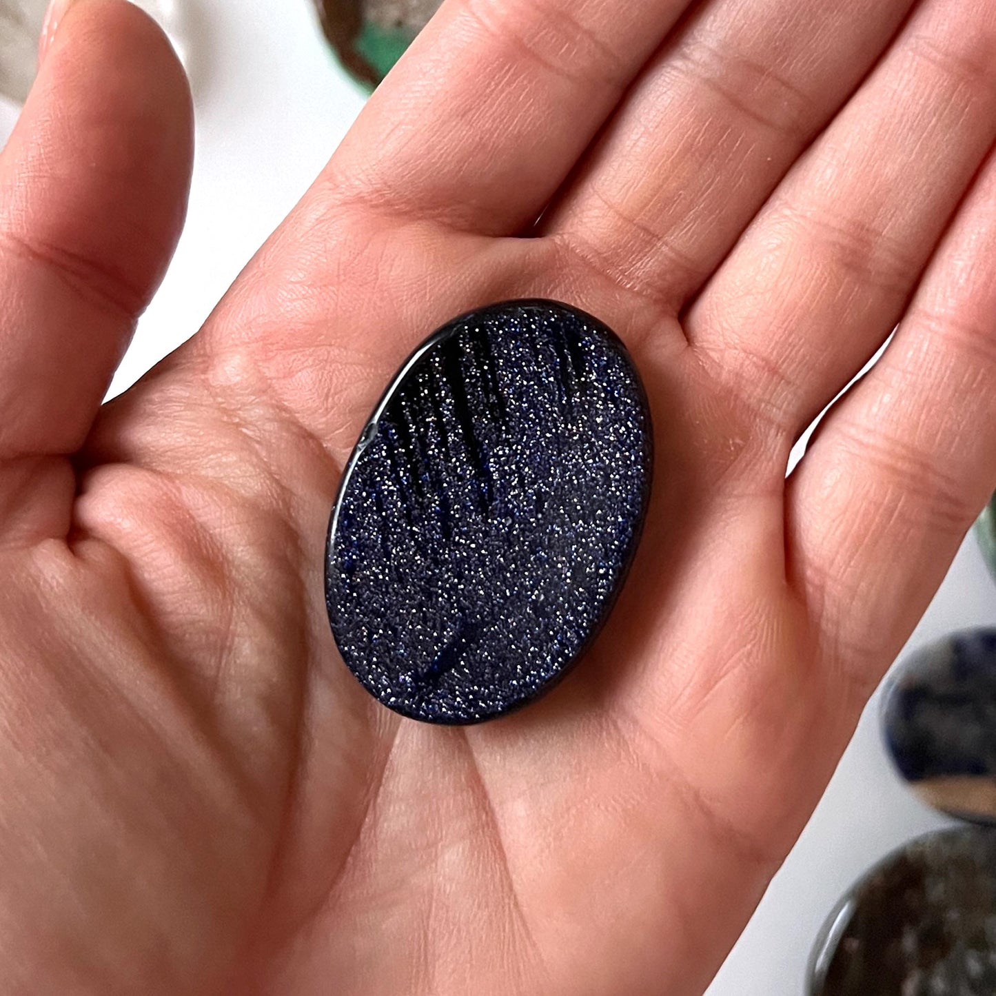 Blue Goldstone Worry Stone