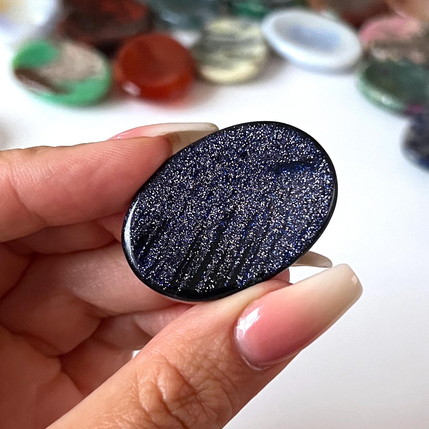 Blue Goldstone Worry Stone