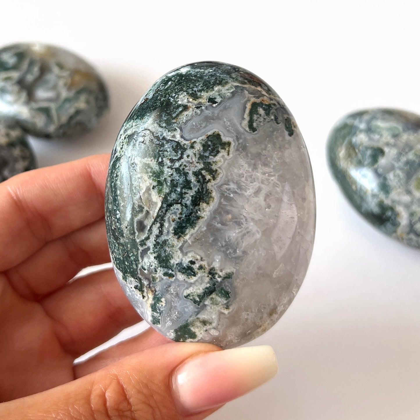 Moss Agate Palm Stone