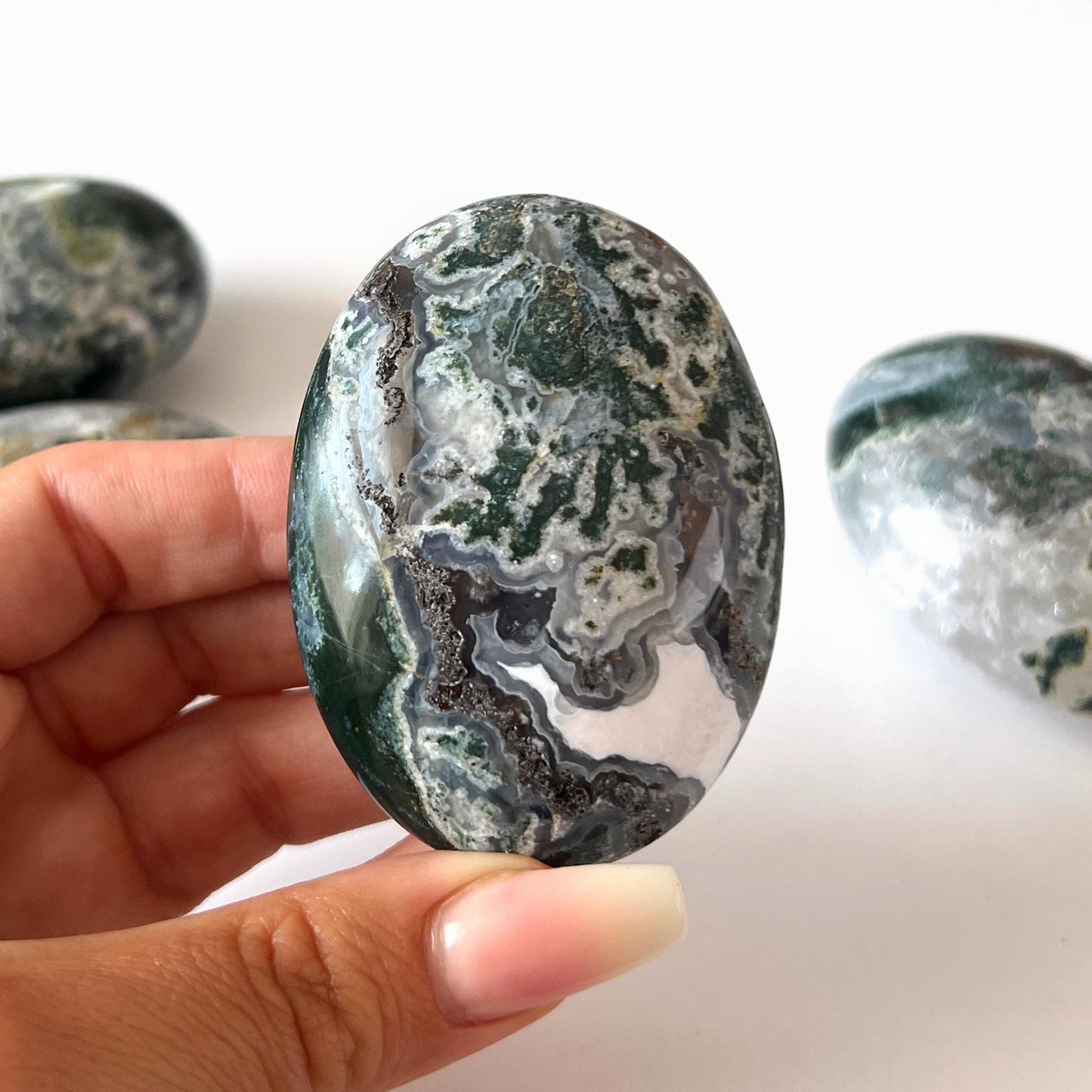 Moss Agate Palm Stone