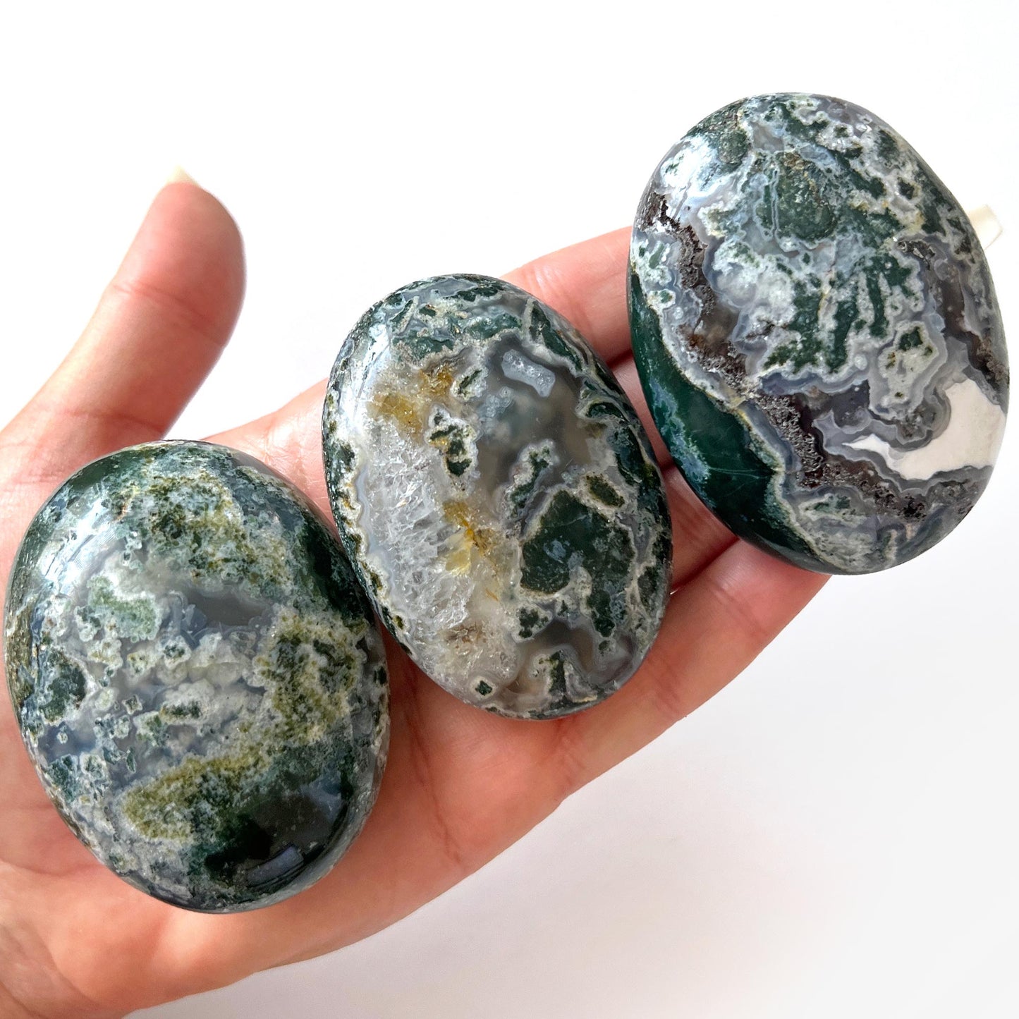 Moss Agate Palm Stone