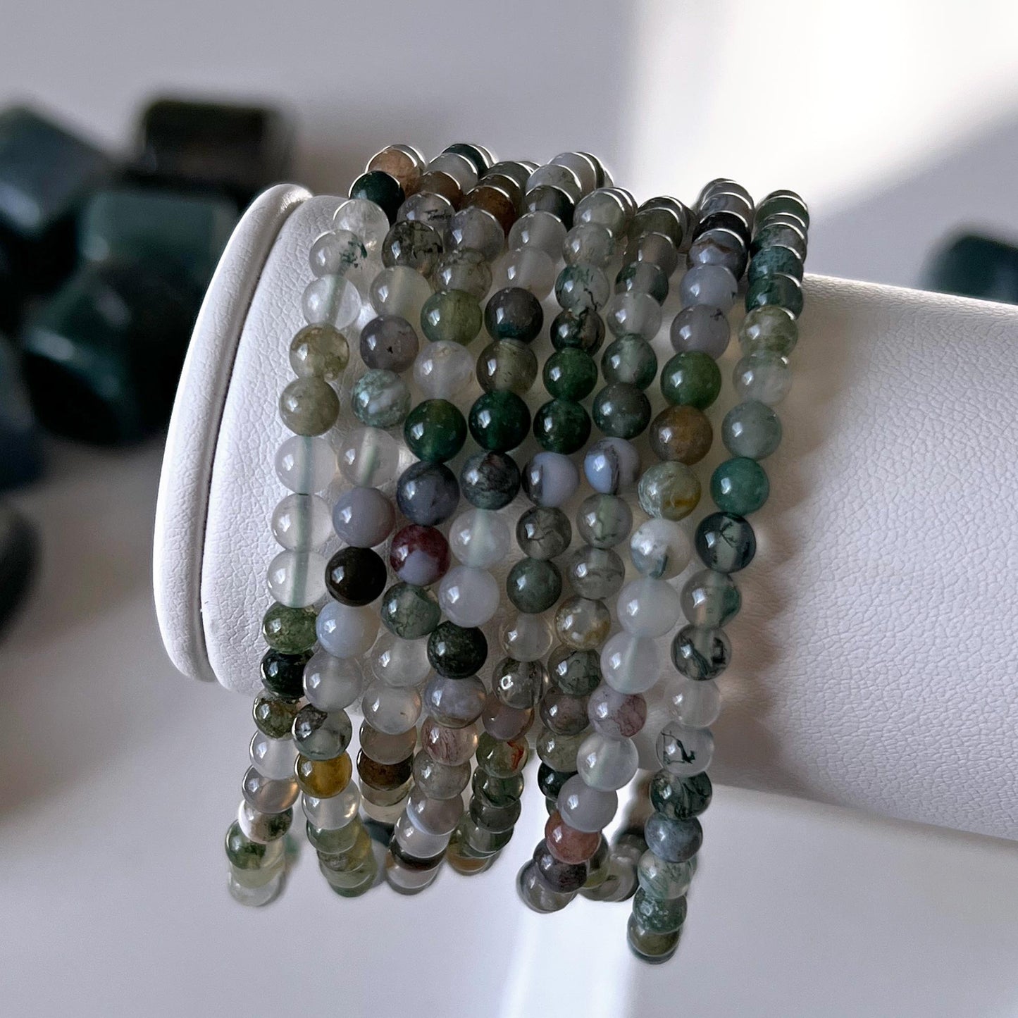 Moss Agate Bracelet 4mm