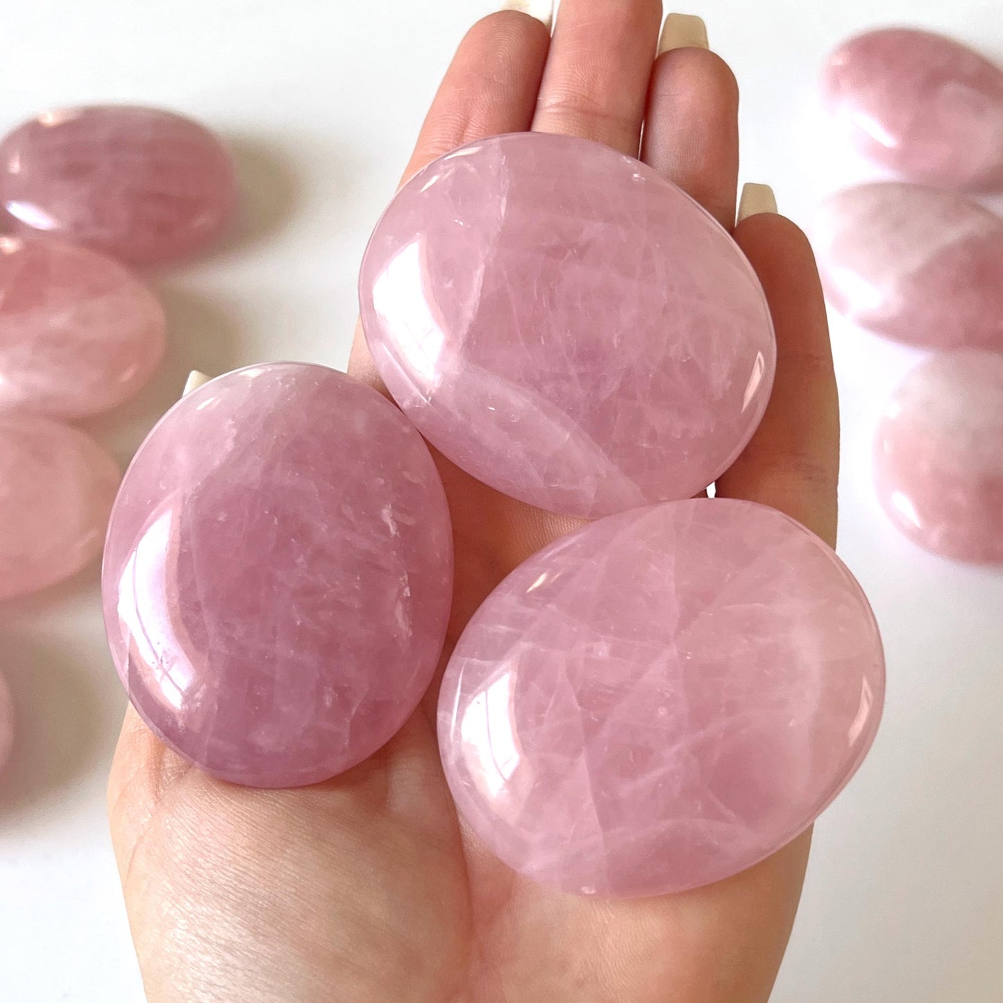 Mozambique Rose Quartz Palm Stone
