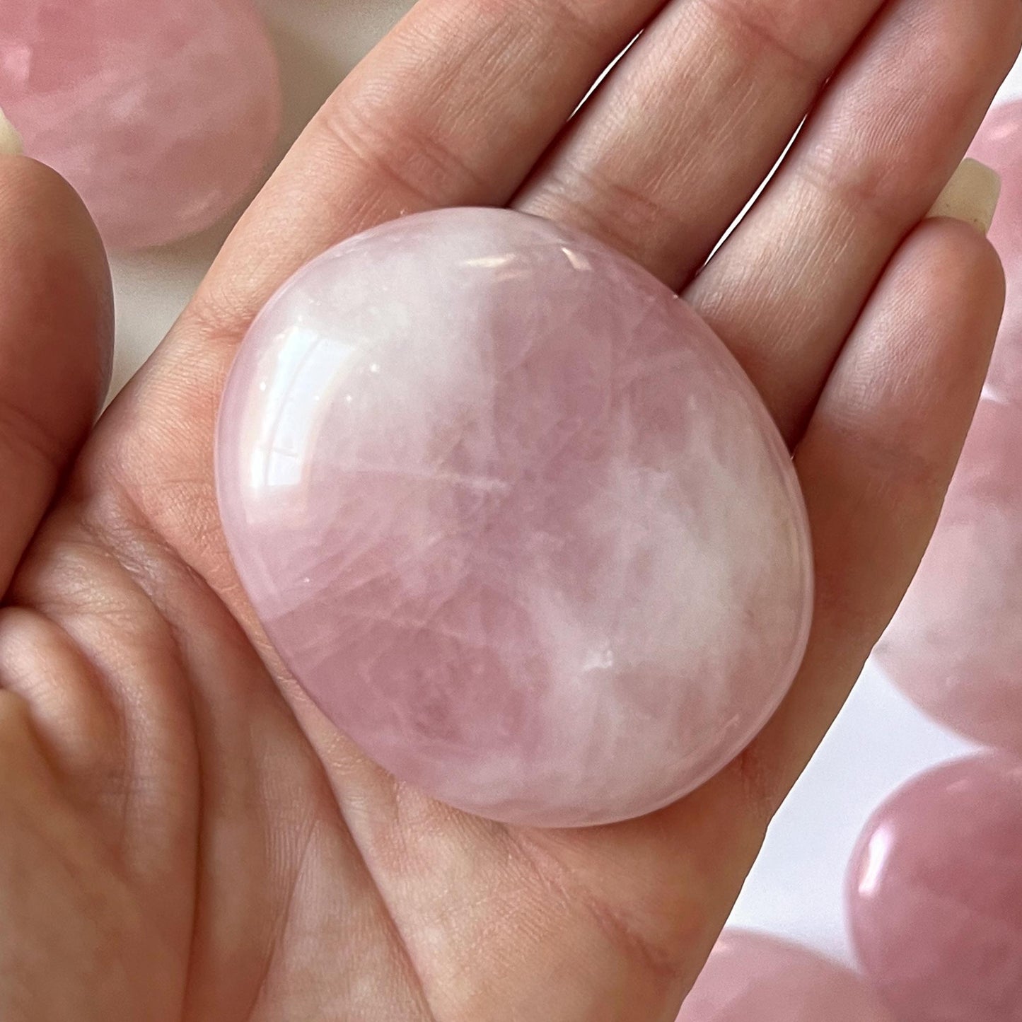 Mozambique Rose Quartz Palm Stone