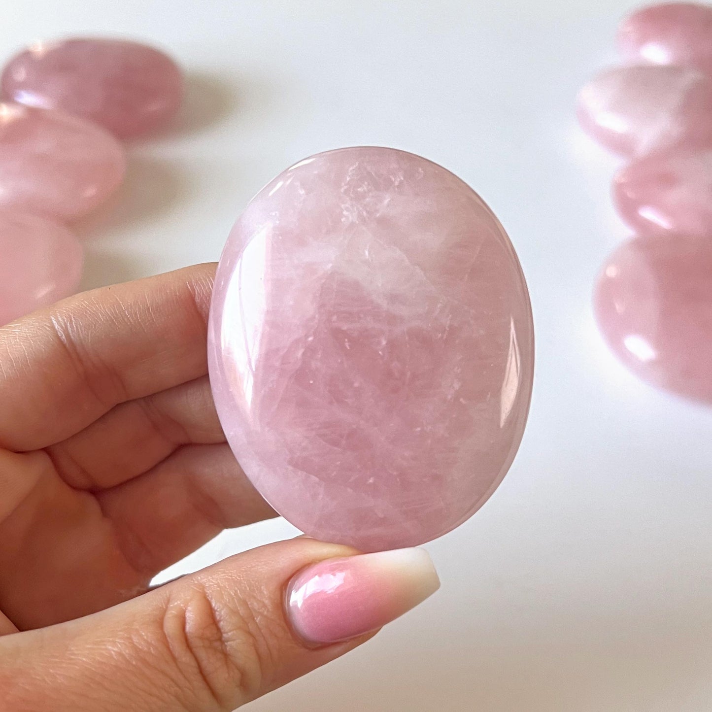 Mozambique Rose Quartz Palm Stone