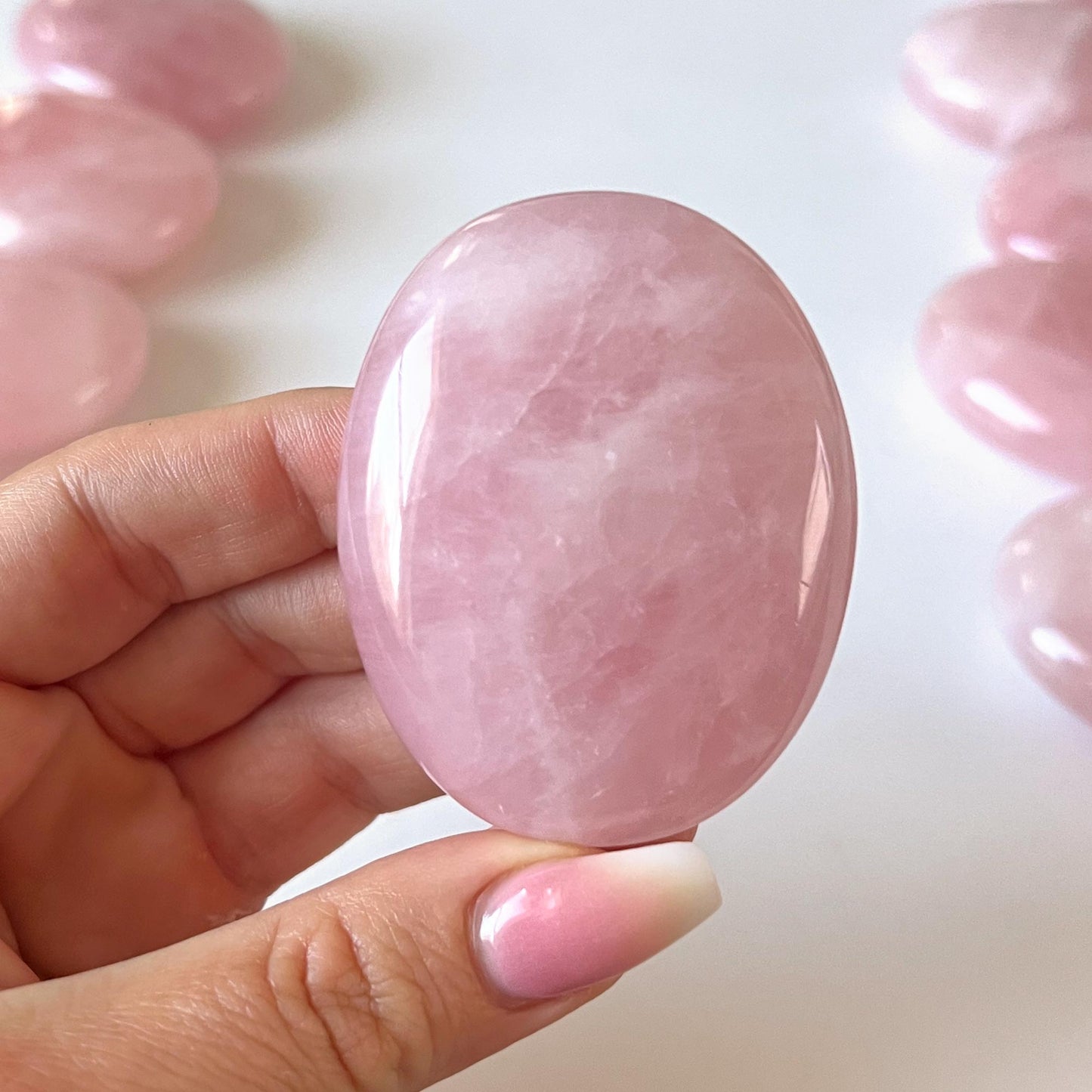 Mozambique Rose Quartz Palm Stone
