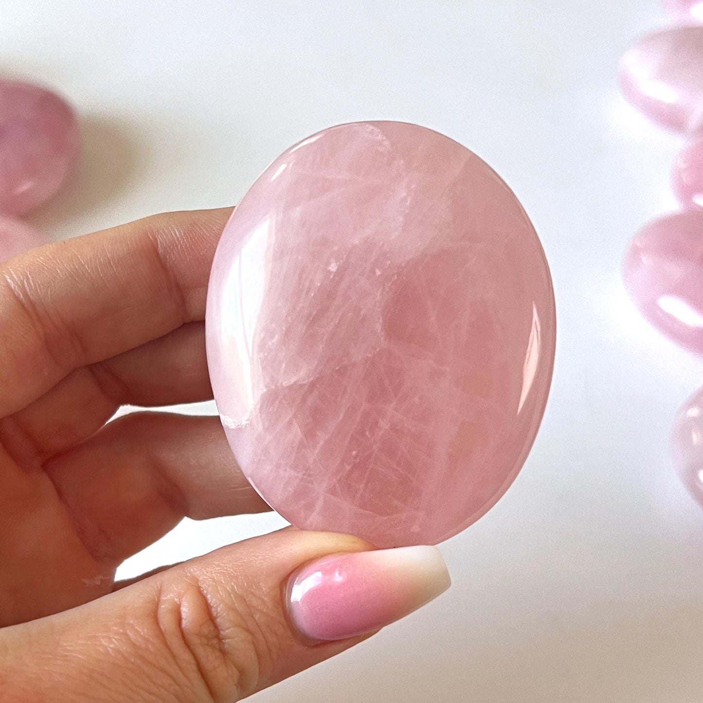 Mozambique Rose Quartz Palm Stone