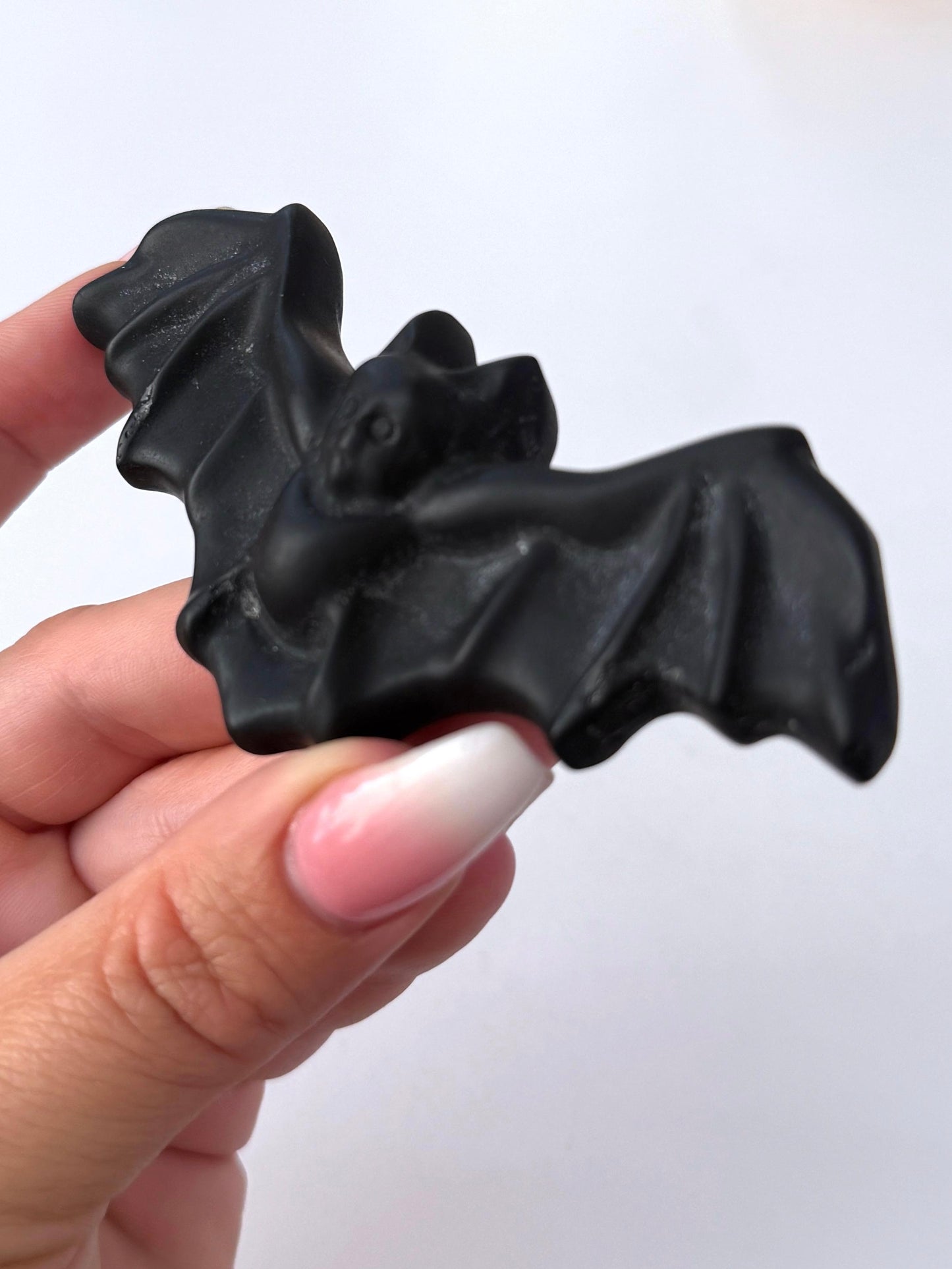 Black Obsidian Bat Carving