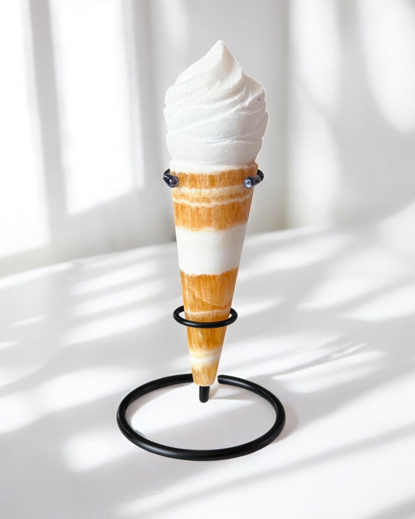 Orange Calcite Ice Cream Cone Carving