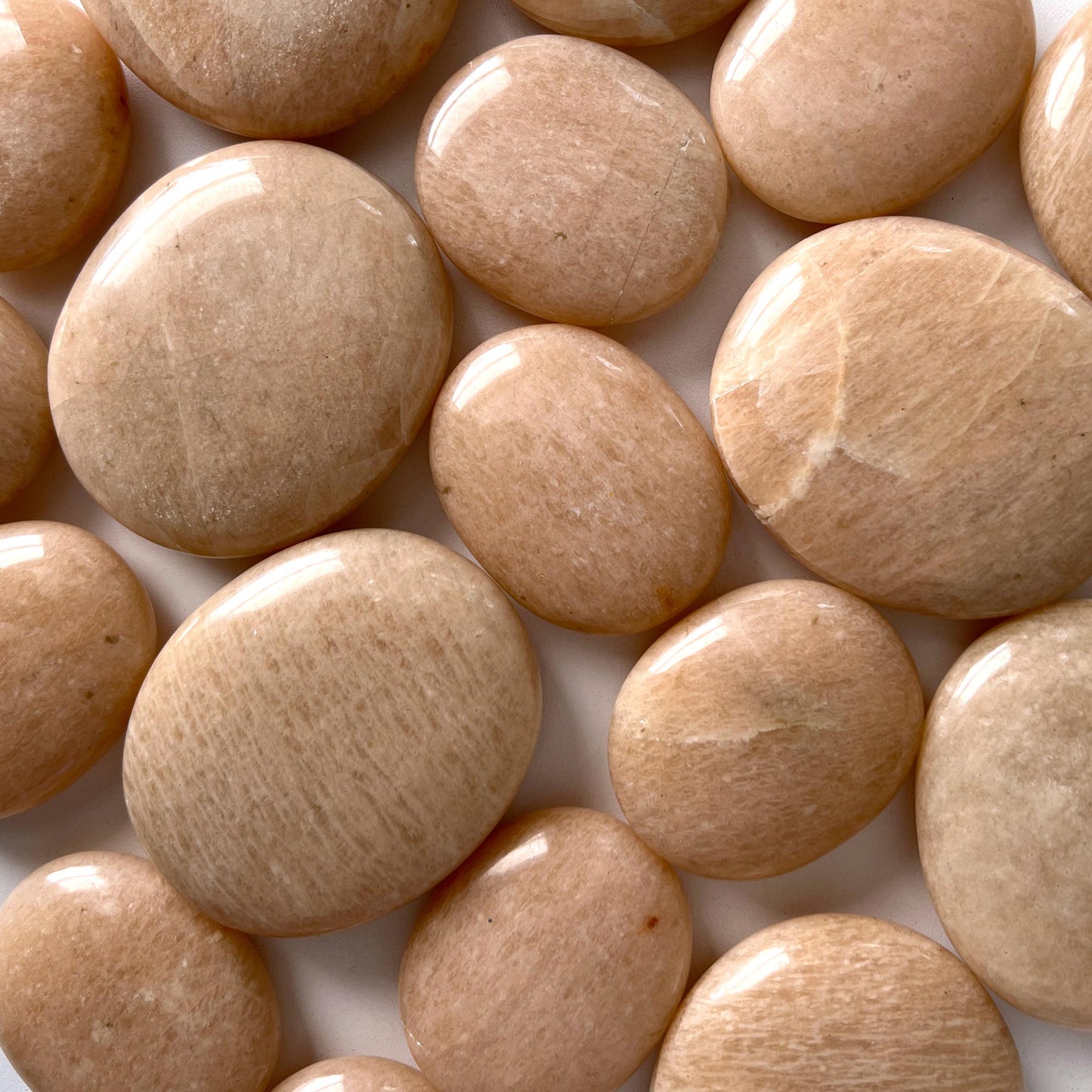 Peach Moonstone Palm Stone