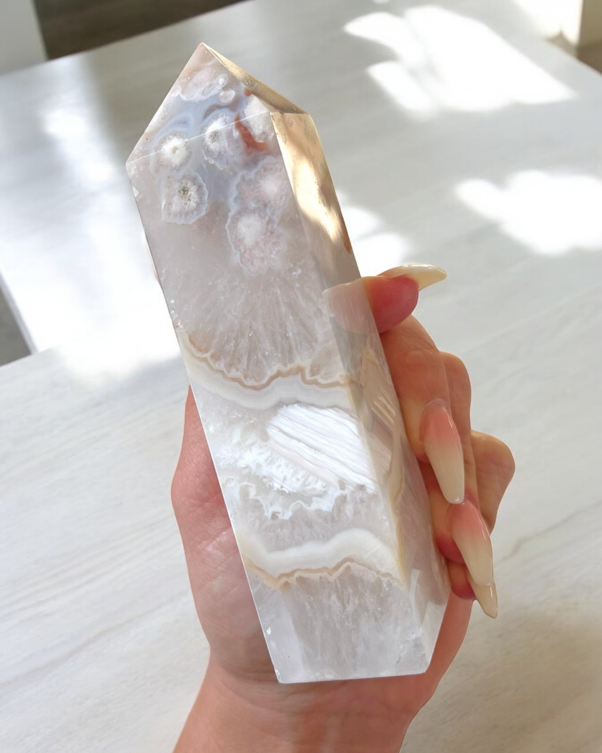 Banded Flower Agate Tower