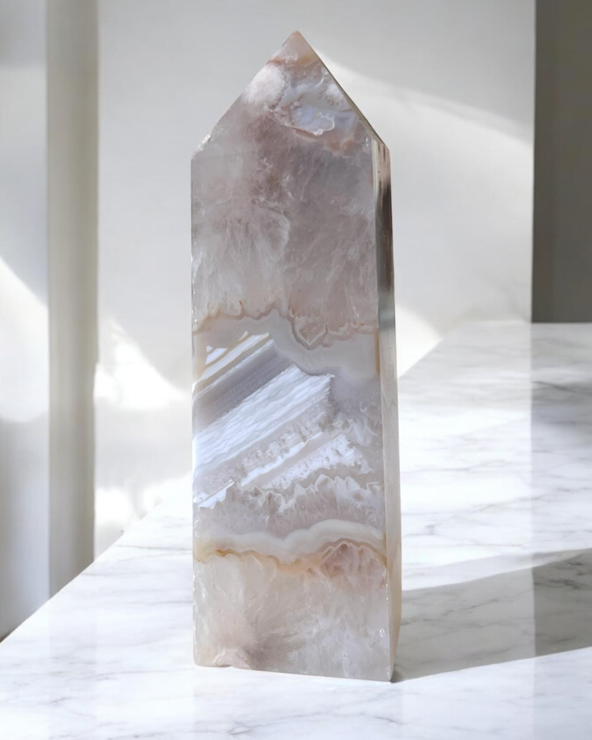 Banded Flower Agate Tower
