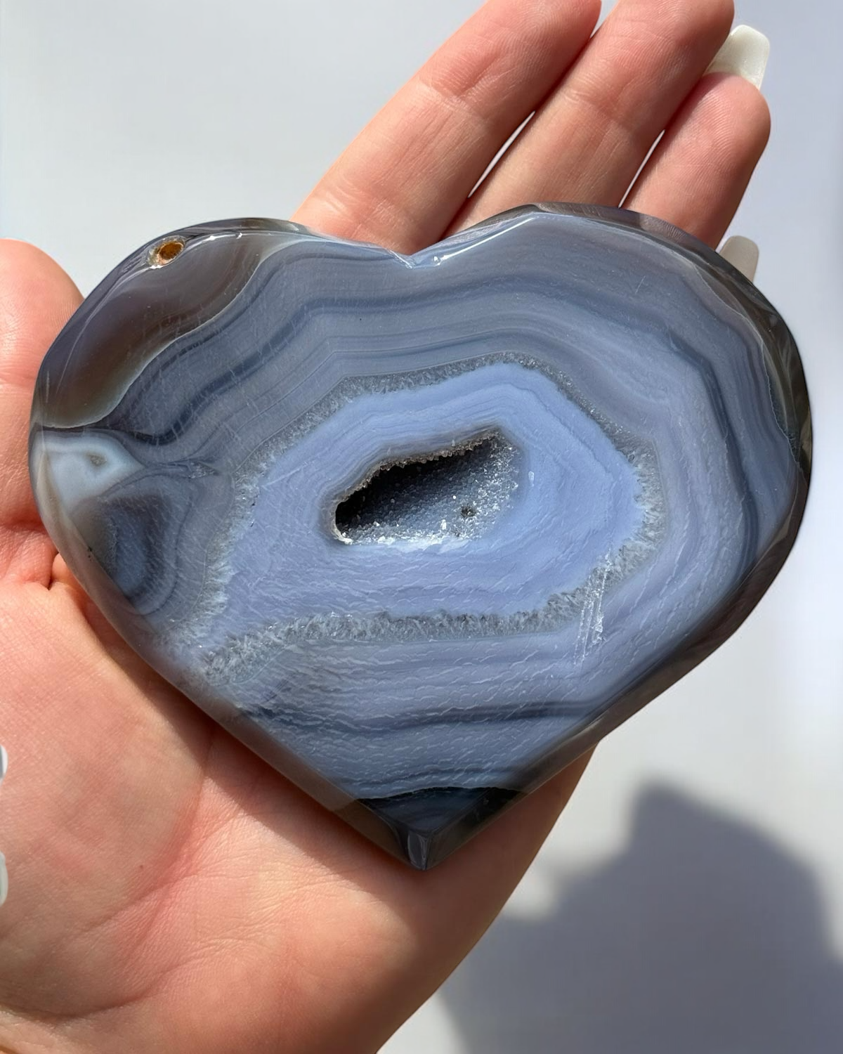 Banded Agate Druzy Heart on Stand