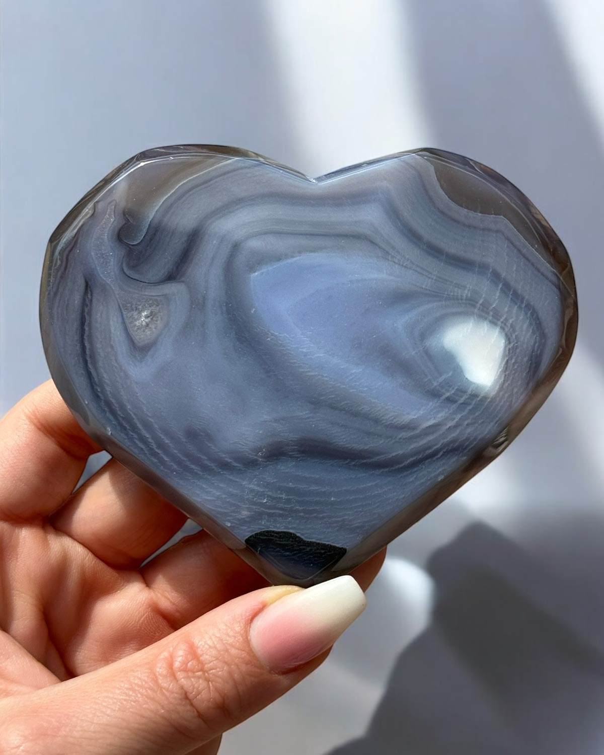 Banded Agate Druzy Heart on Stand