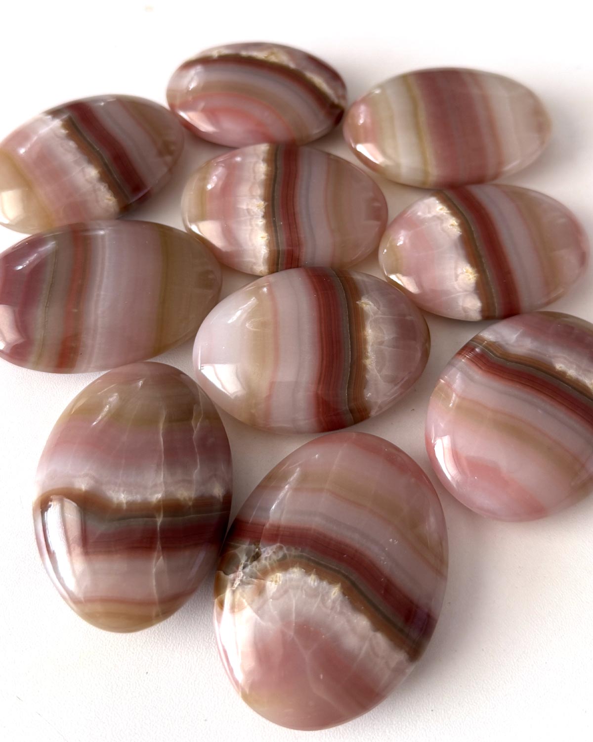 Pink Banded Onyx Palm Stone