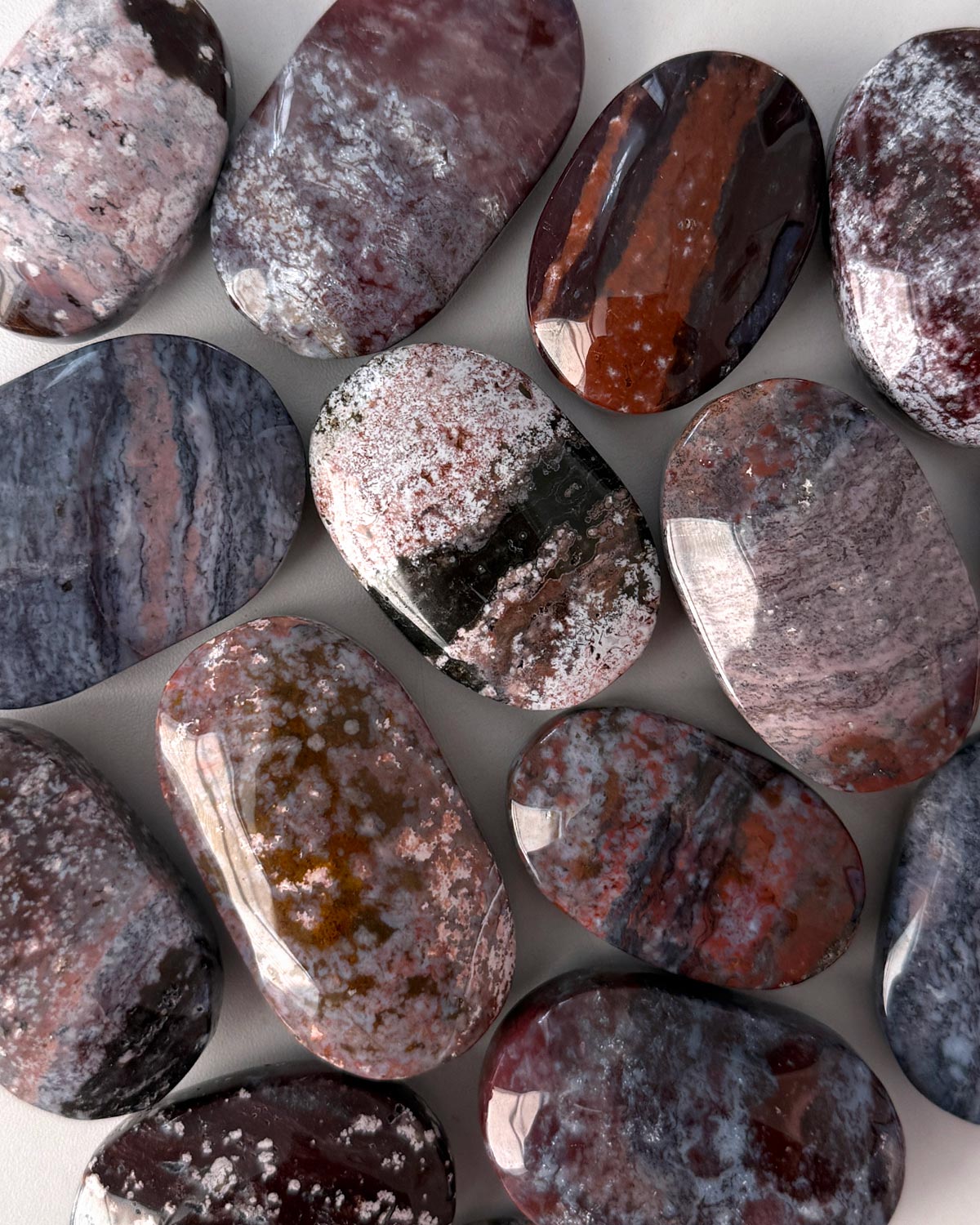 Pink Ocean Jasper Palm Stone