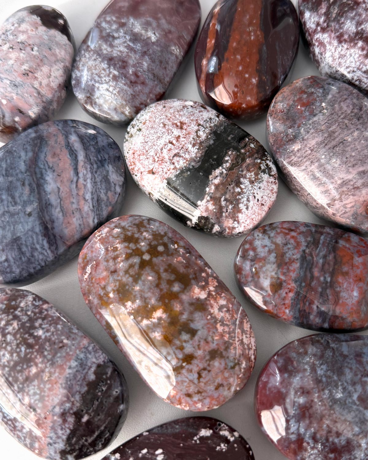 Pink Ocean Jasper Palm Stone