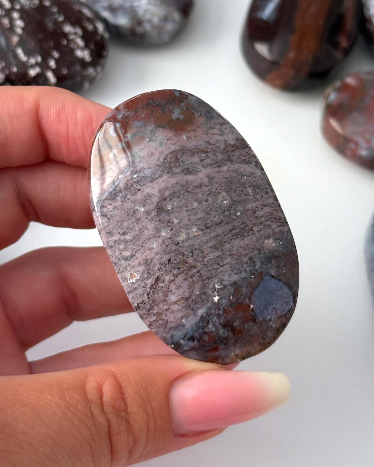 Pink Ocean Jasper Palm Stone