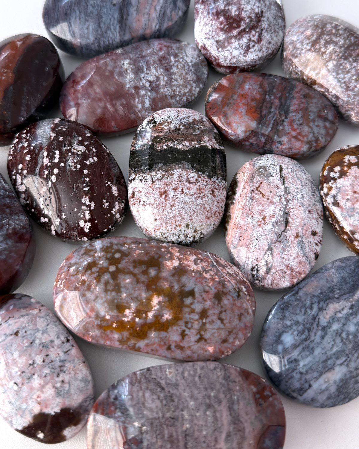 Pink Ocean Jasper Palm Stone