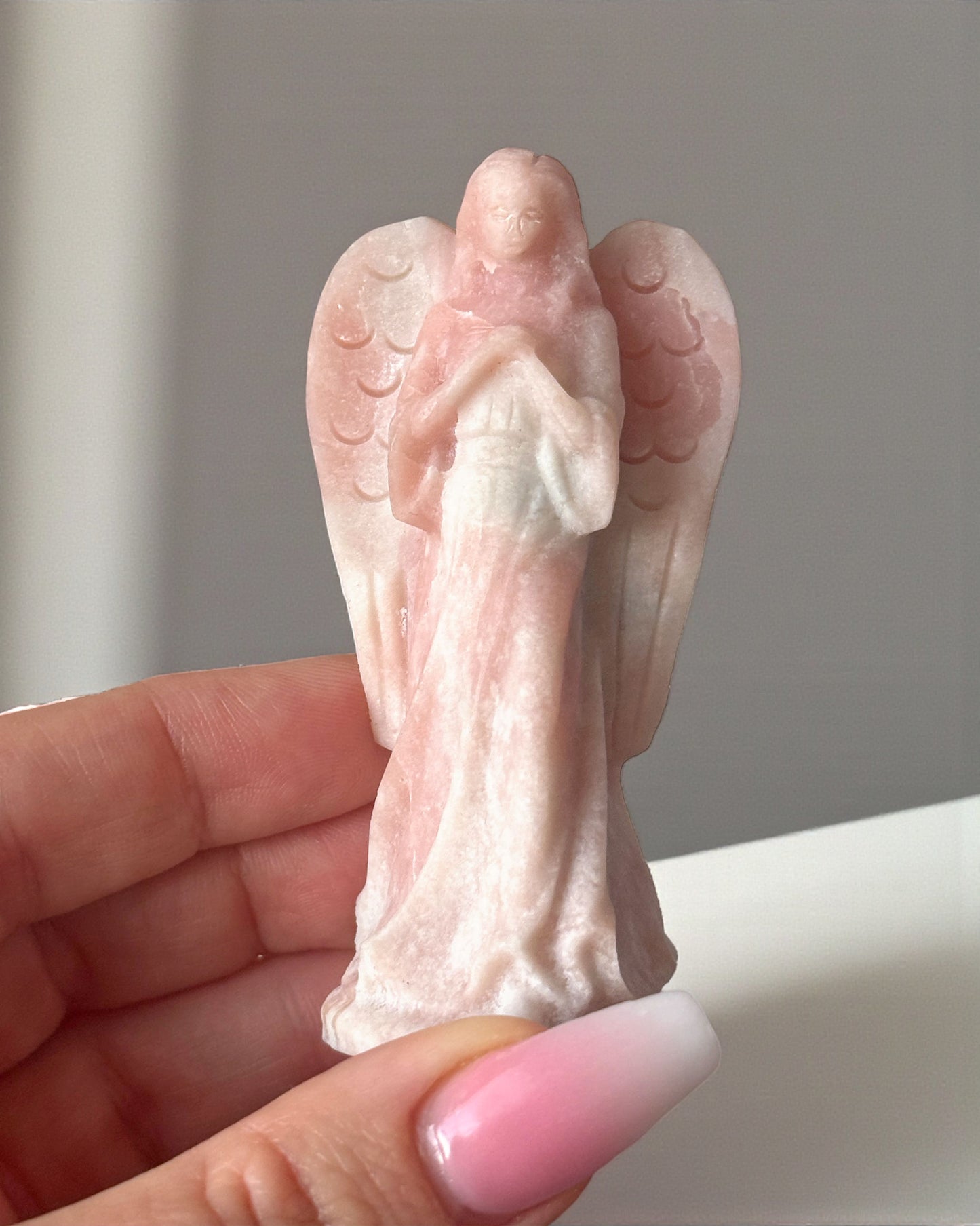 Pink Opal Angel Carving