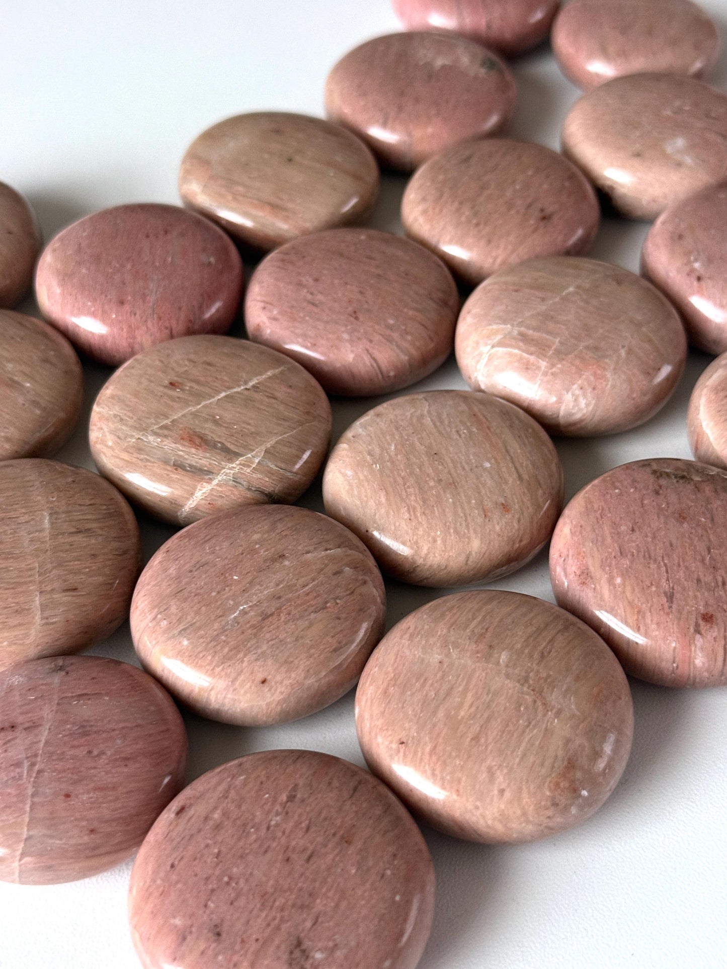 Pink Petrified Wood Round Palm Stone