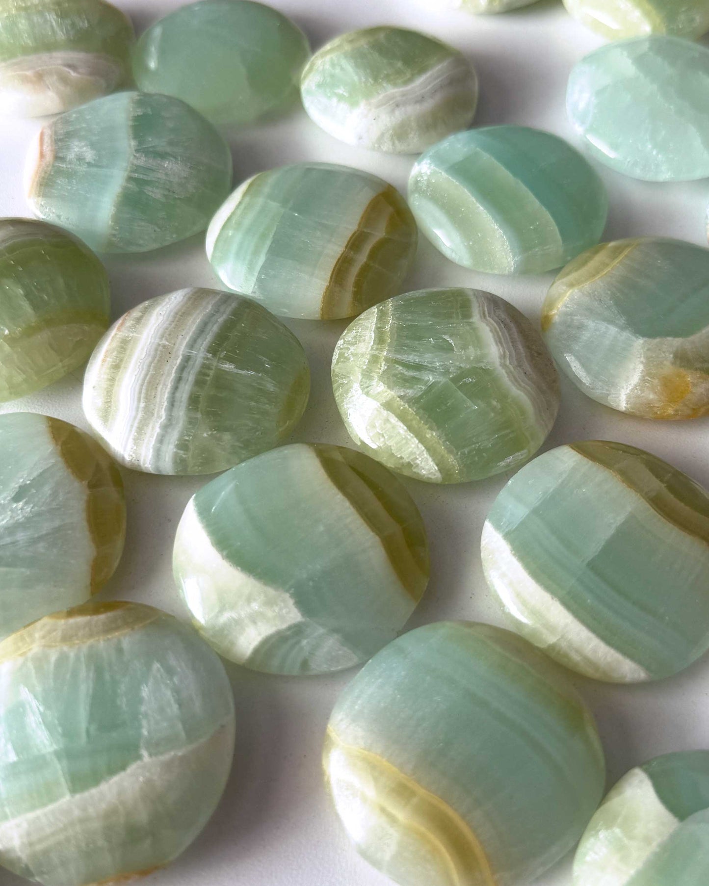 Pistachio Calcite Round Palm Stone