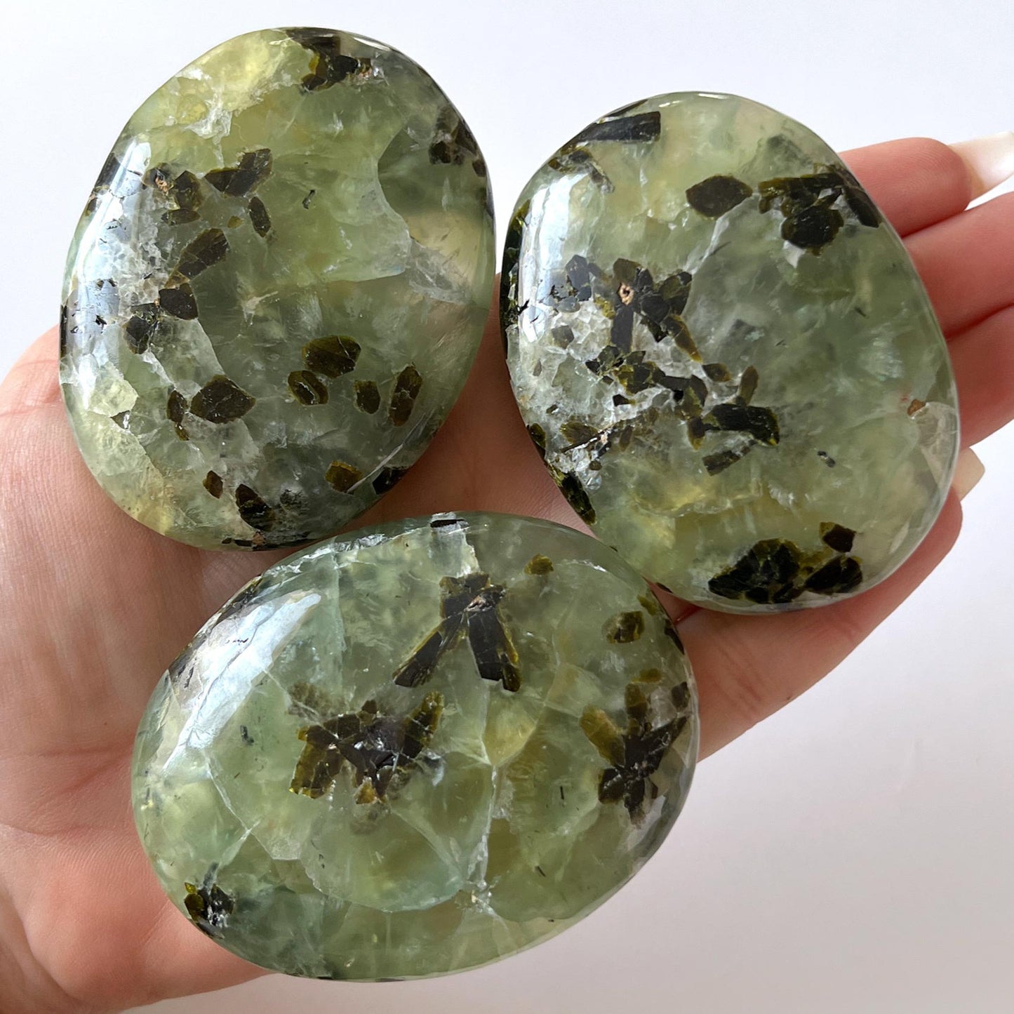 Prehnite with Epidote Palm Stone