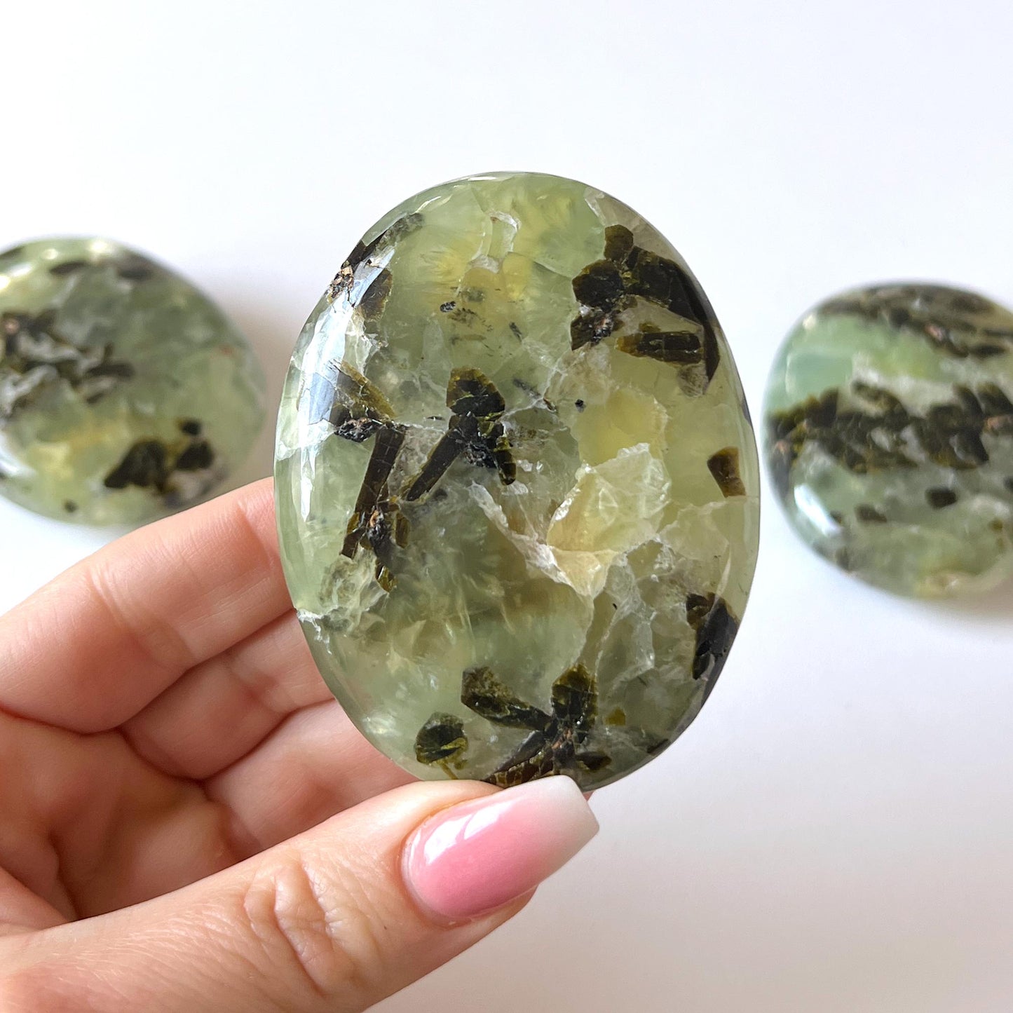 Prehnite with Epidote Palm Stone