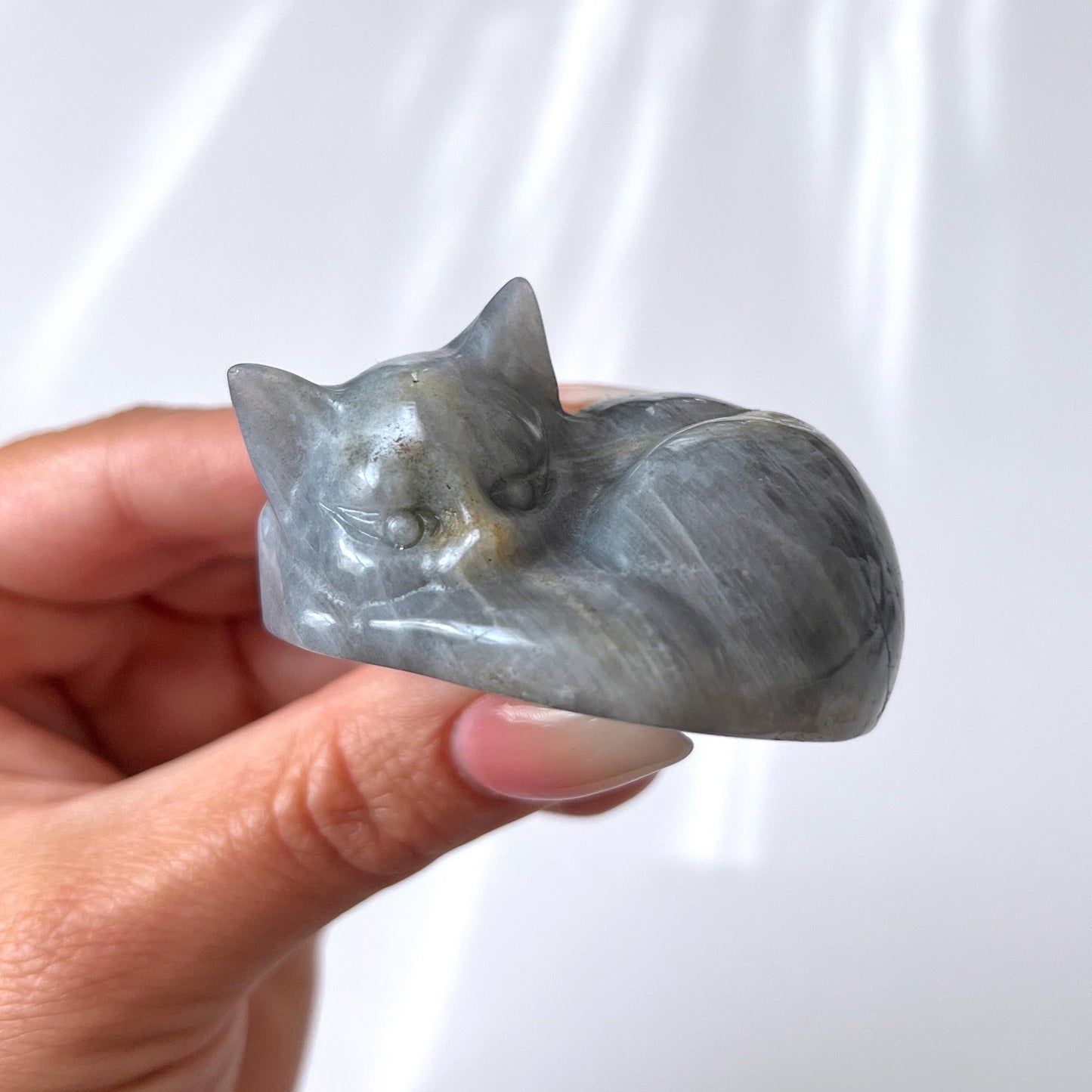 Purple Labradorite Cat Carving
