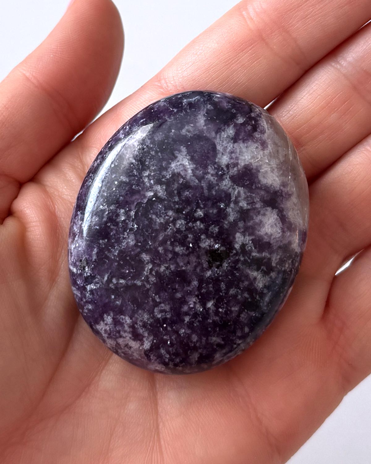 Purple Lepidolite with Quartz Palm Stone