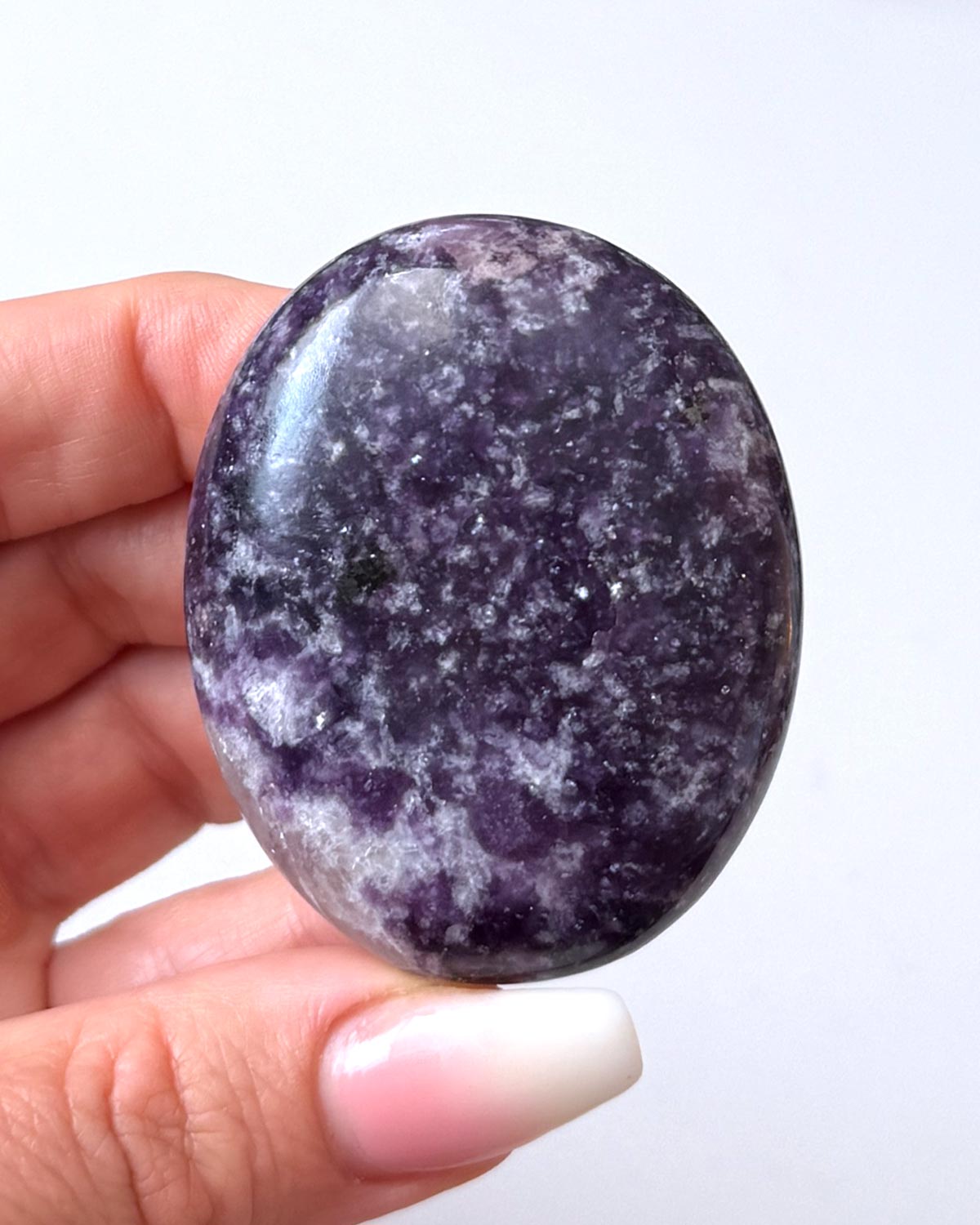 Purple Lepidolite with Quartz Palm Stone