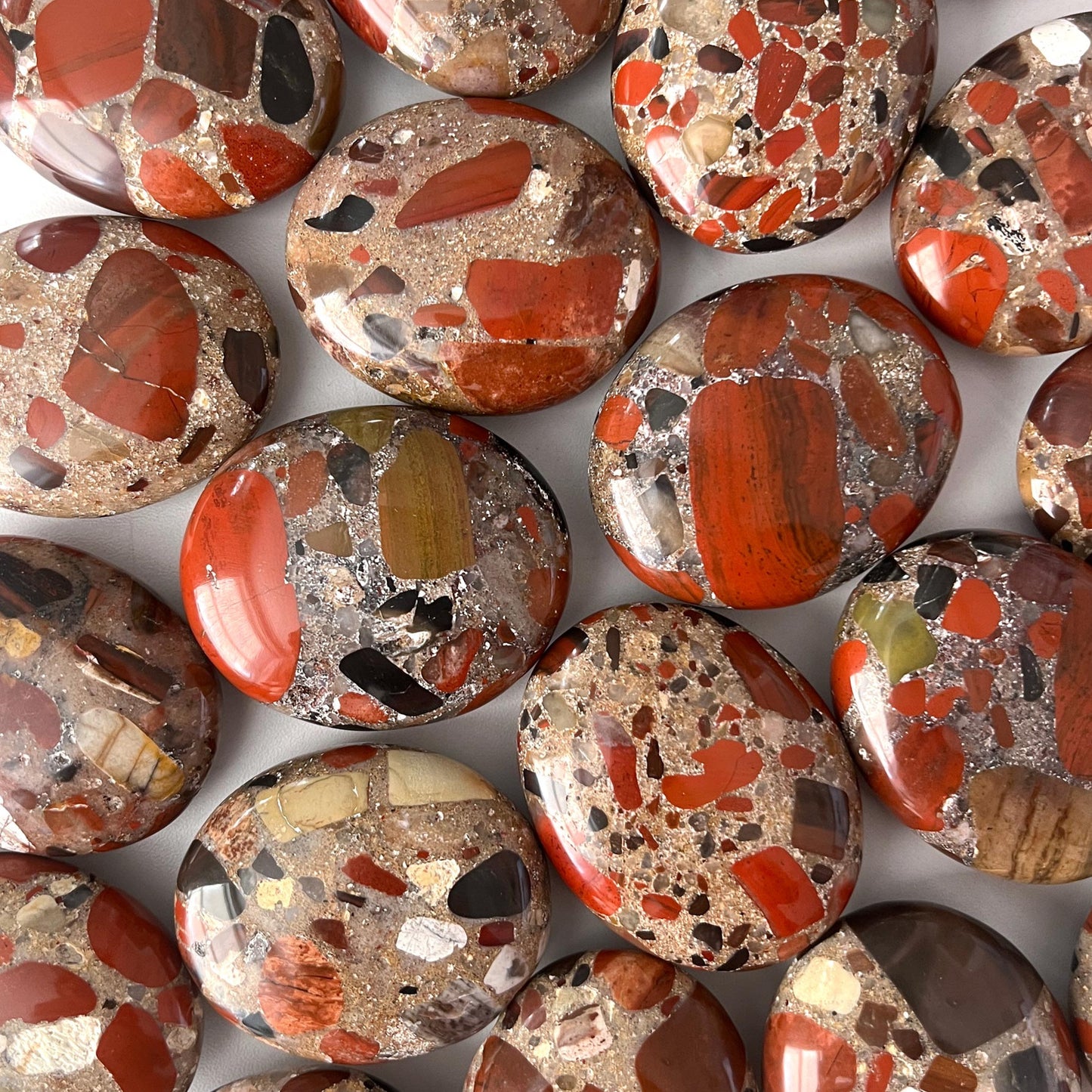 Red Jasper Conglomerate (Pudding Stone) Palm Stone