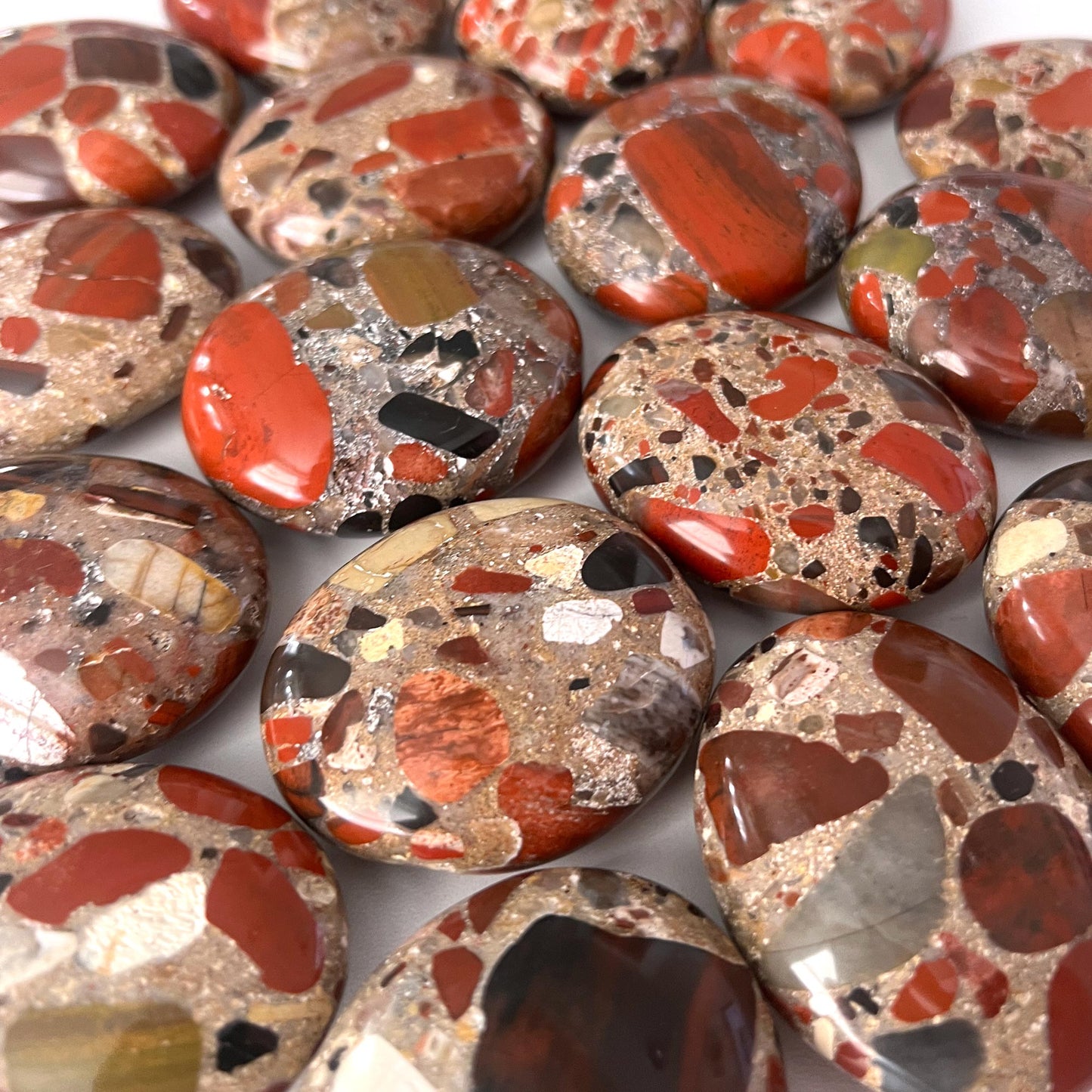 Red Jasper Conglomerate (Pudding Stone) Palm Stone