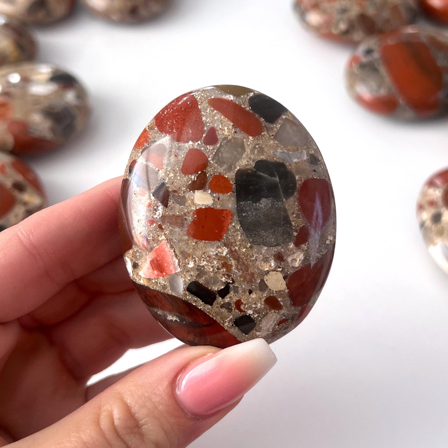 Red Jasper Conglomerate (Pudding Stone) Palm Stone