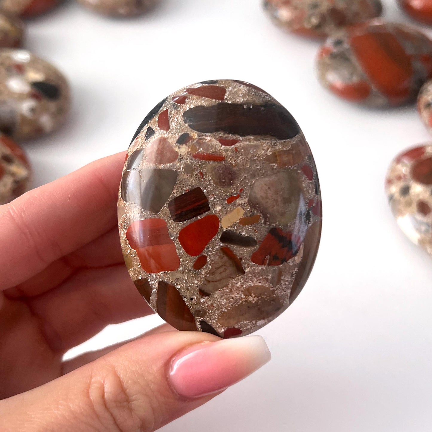 Red Jasper Conglomerate (Pudding Stone) Palm Stone