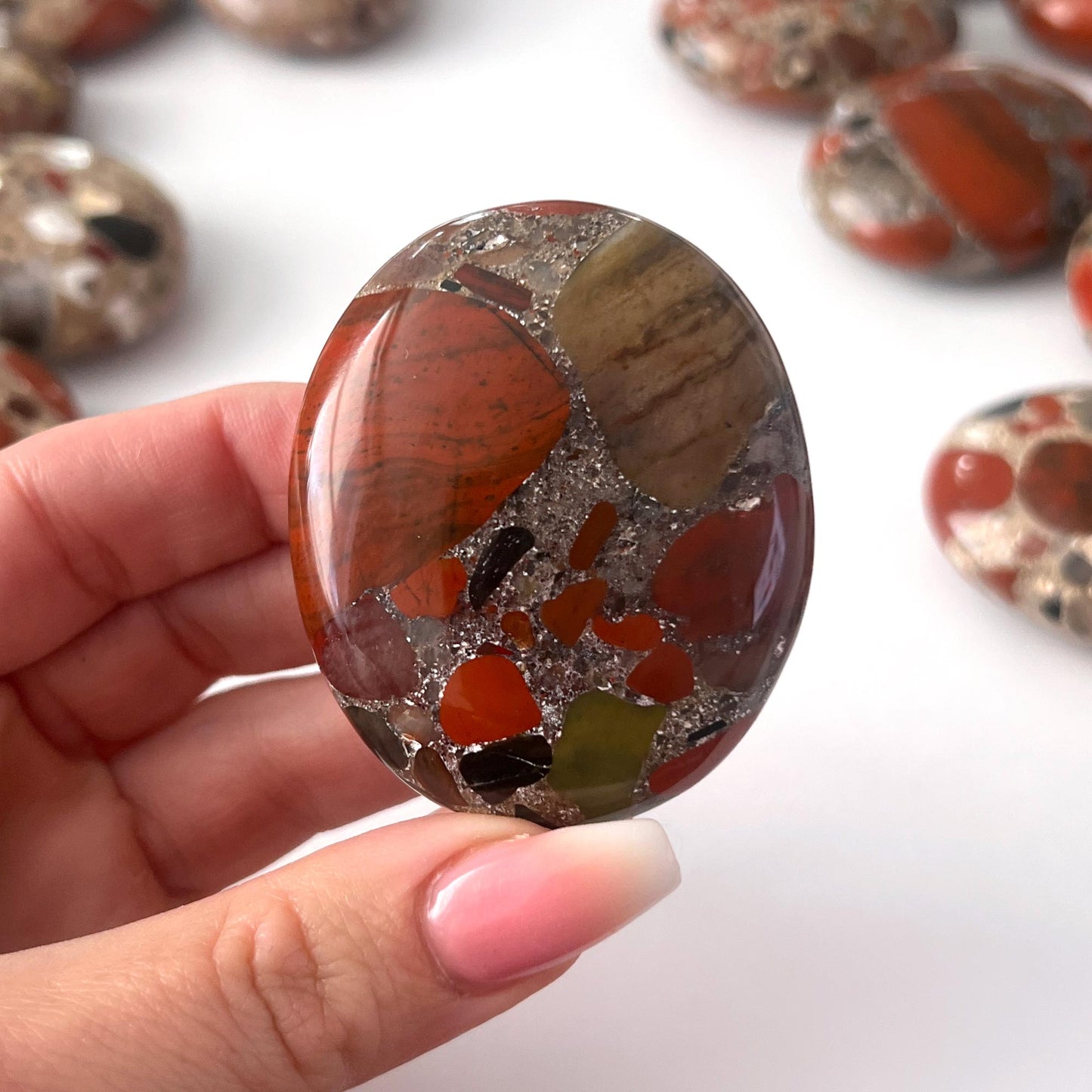 Red Jasper Conglomerate (Pudding Stone) Palm Stone