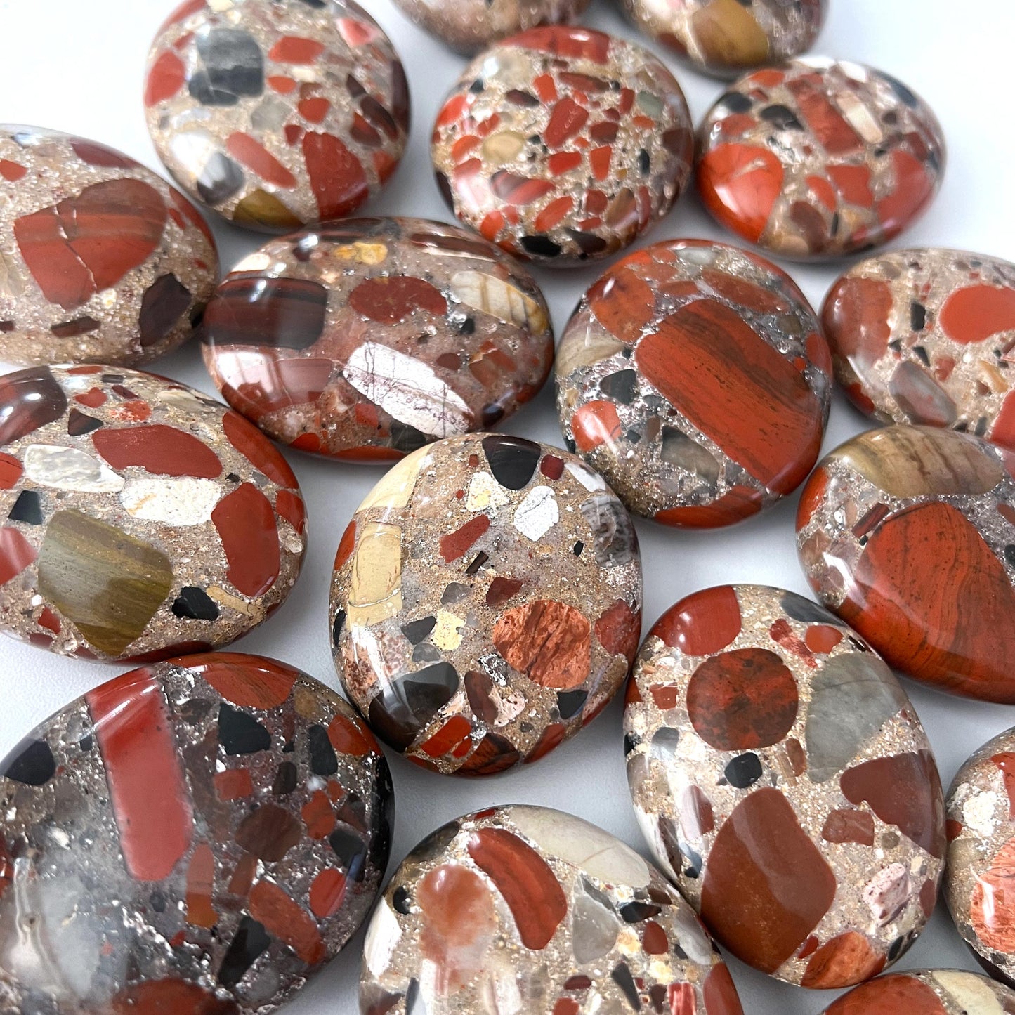 Red Jasper Conglomerate (Pudding Stone) Palm Stone