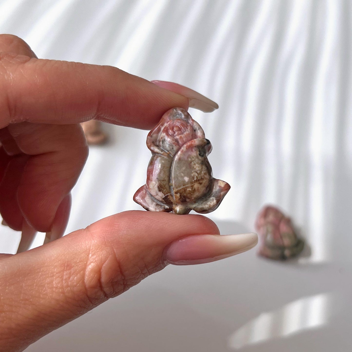 Rhodonite Budding Rose Carving