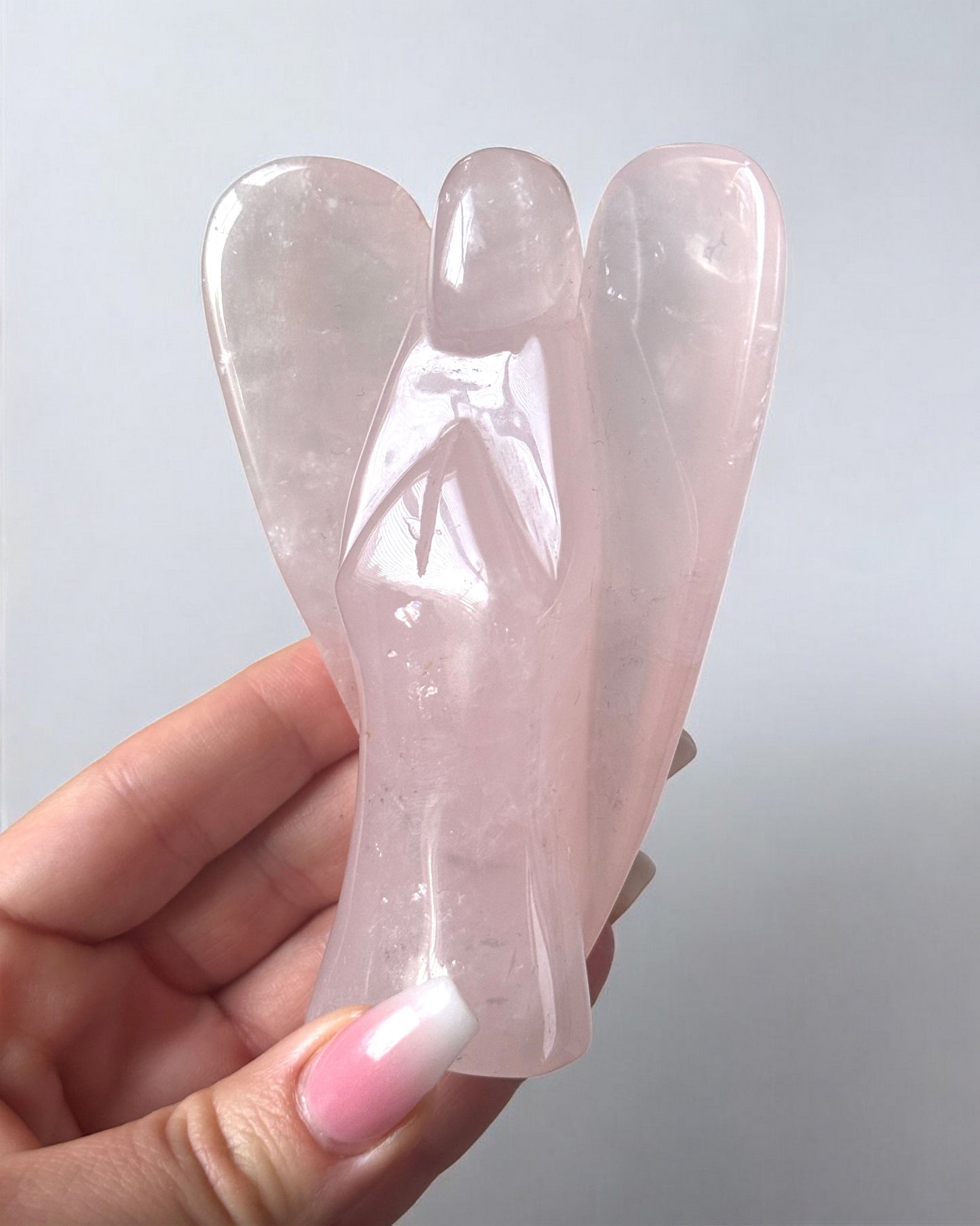 Rose Quartz Large Angel Carving