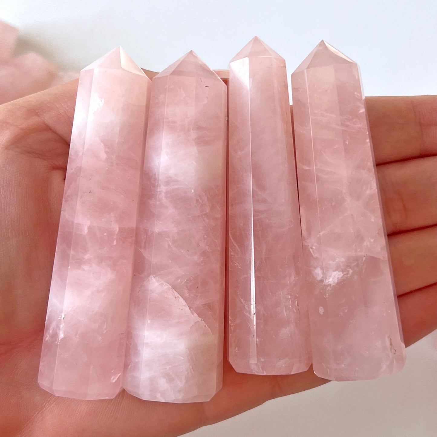 Mozambique Rose Quartz Faceted Tower