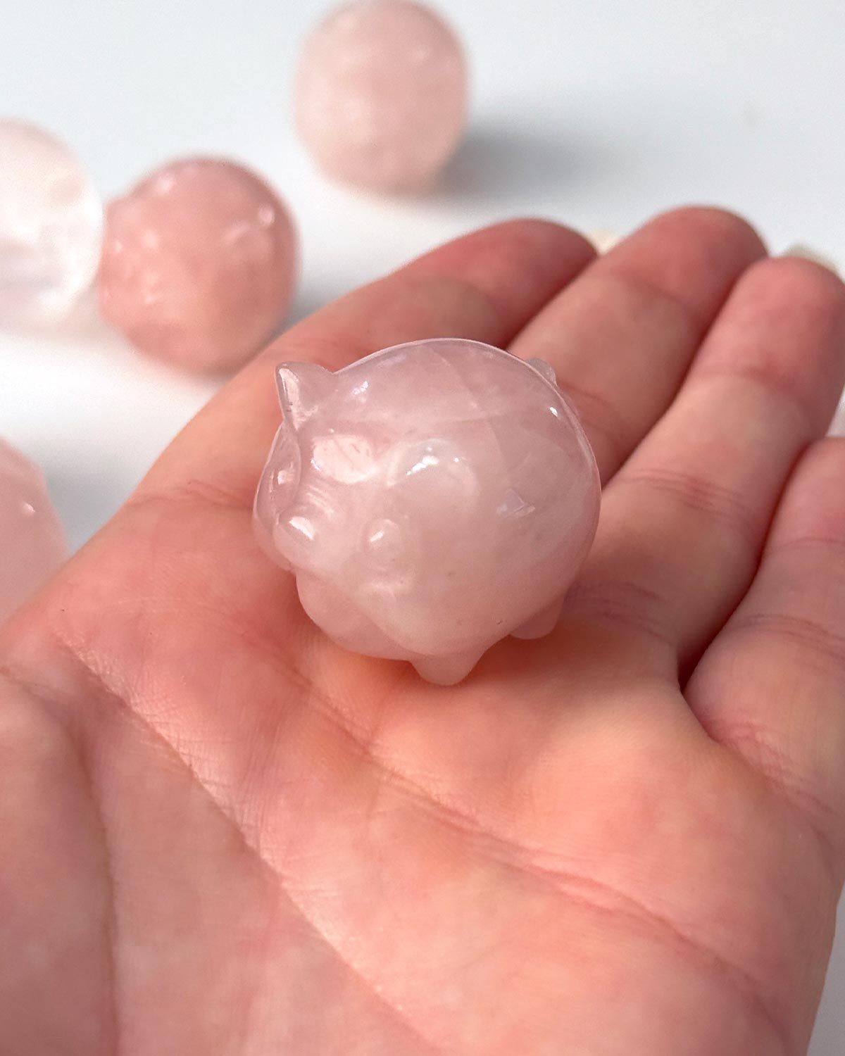 Rose Quartz Pig Carving