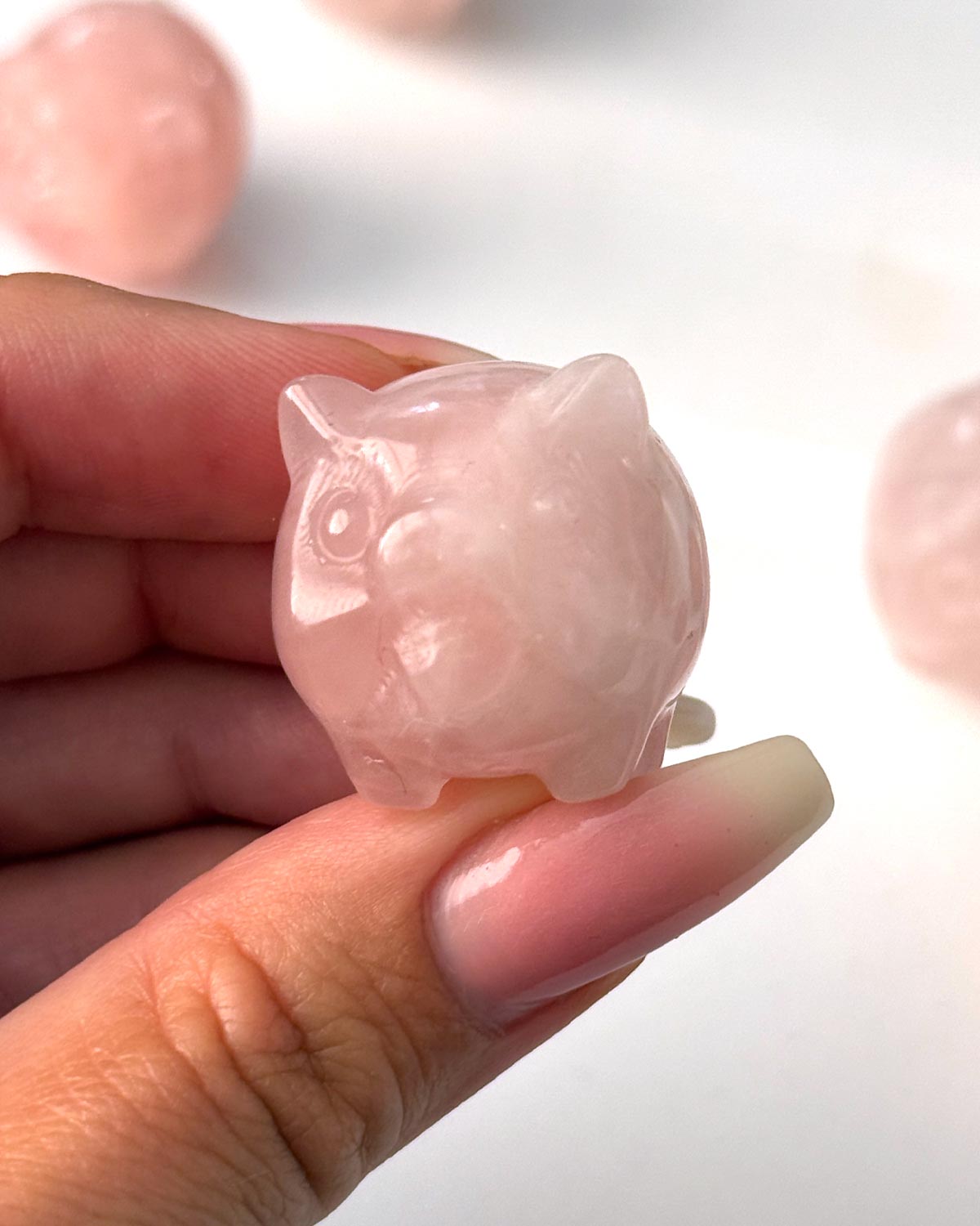 Rose Quartz Pig Carving