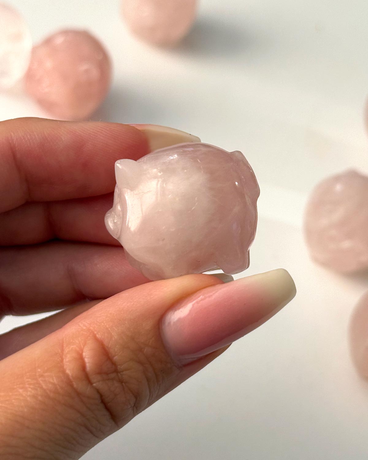 Rose Quartz Pig Carving