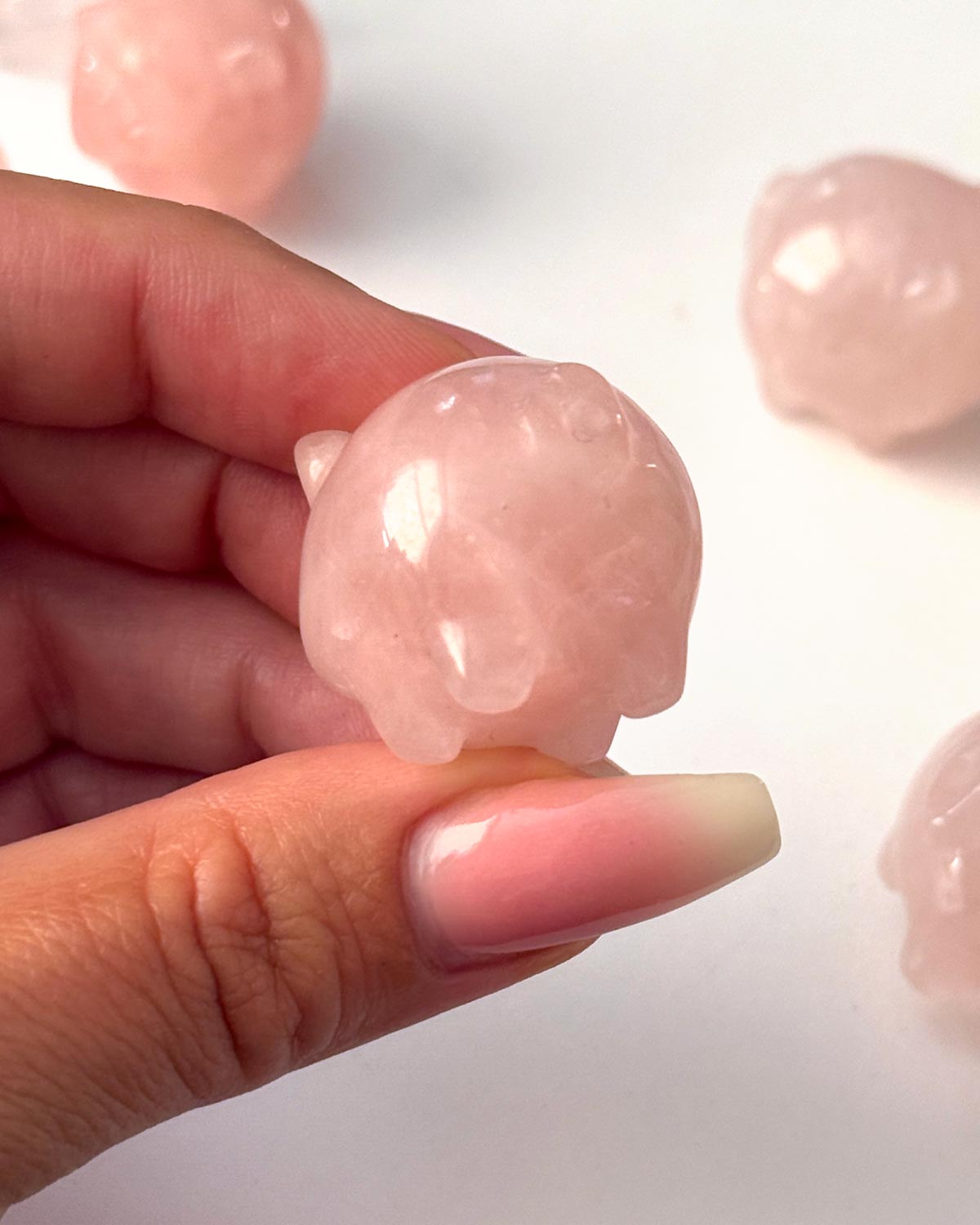 Rose Quartz Pig Carving