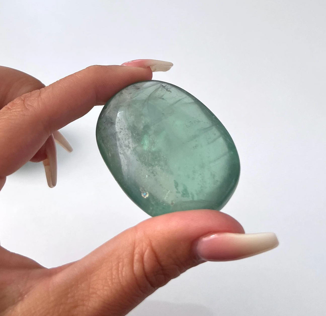 Green Fluorite Palm Stone