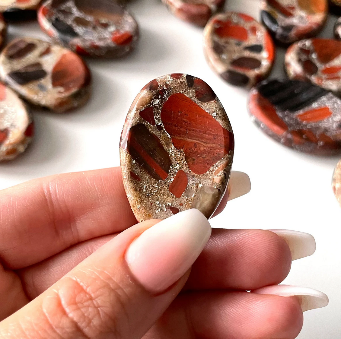Red Jasper Conglomerate Worry Stone