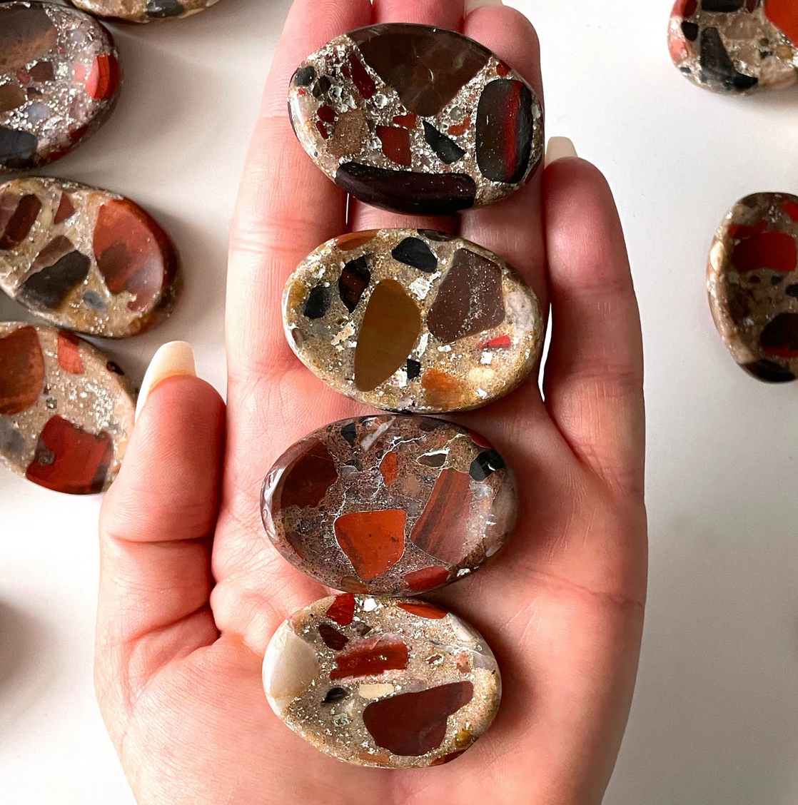 Red Jasper Conglomerate Worry Stone