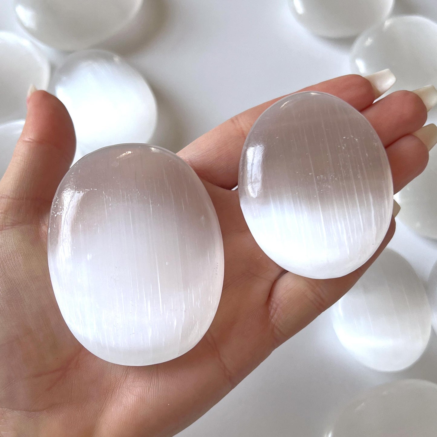 Selenite Palm Stone