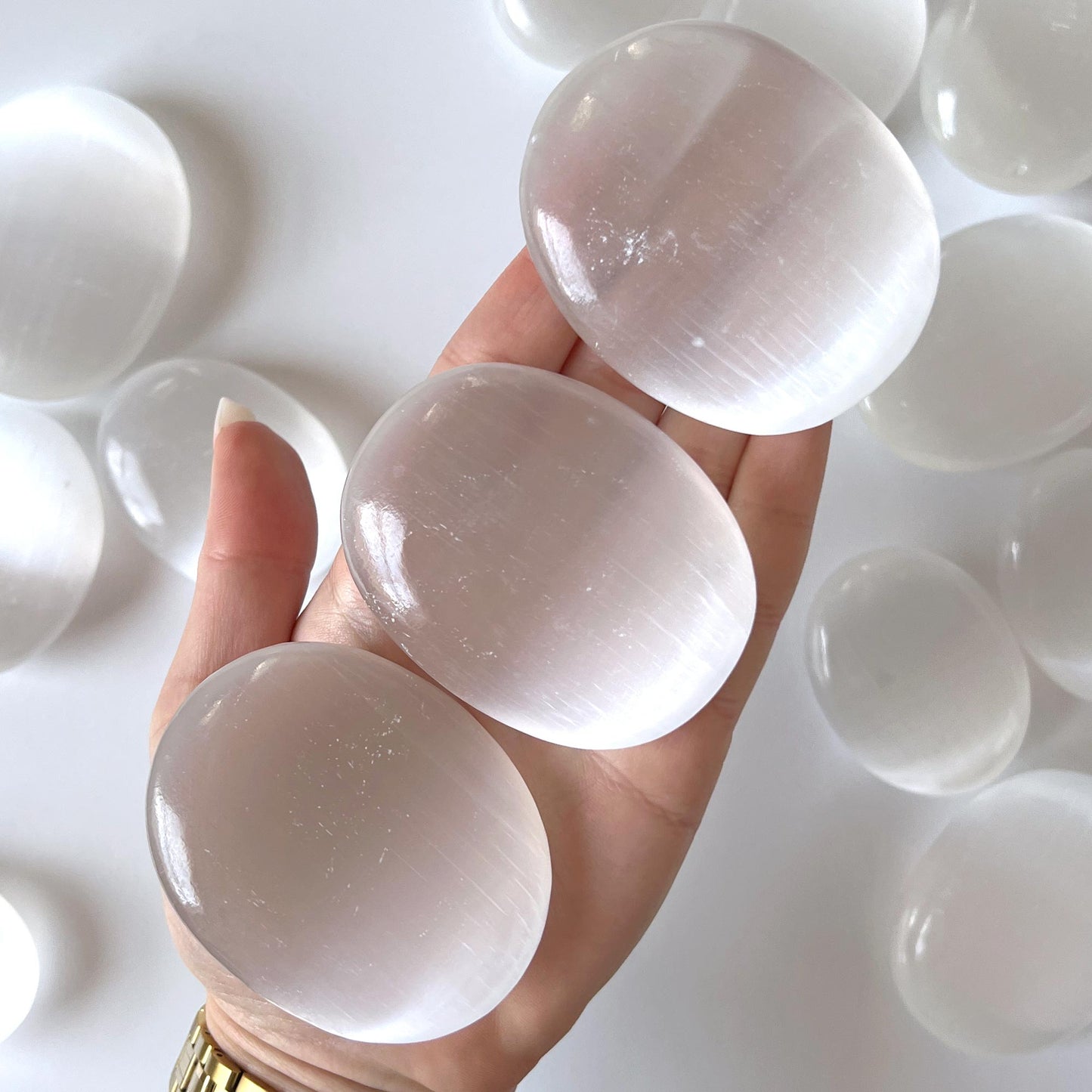 Selenite Palm Stone